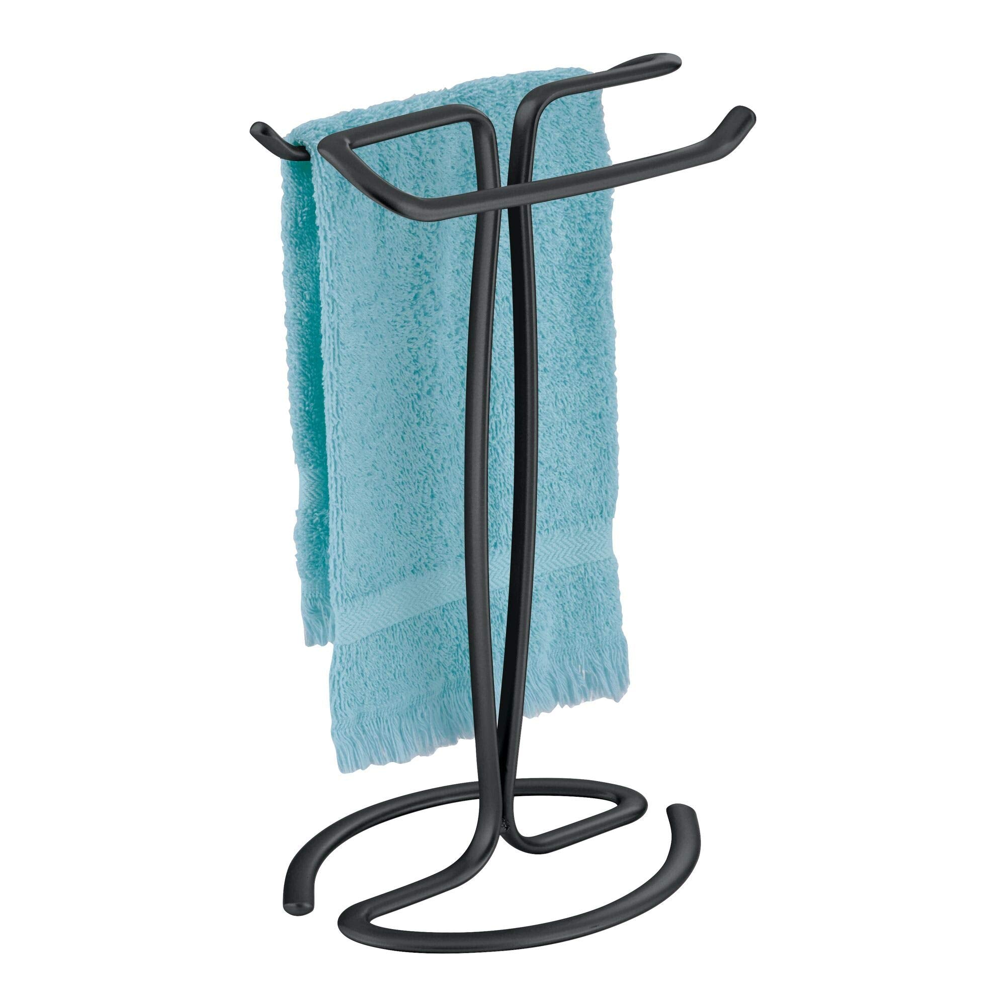 iDesign Axis Metal Free-Standing Hand Towel Drying Rack, 7.75" x 6.25" x 13.5", Matte Black, Model 55637