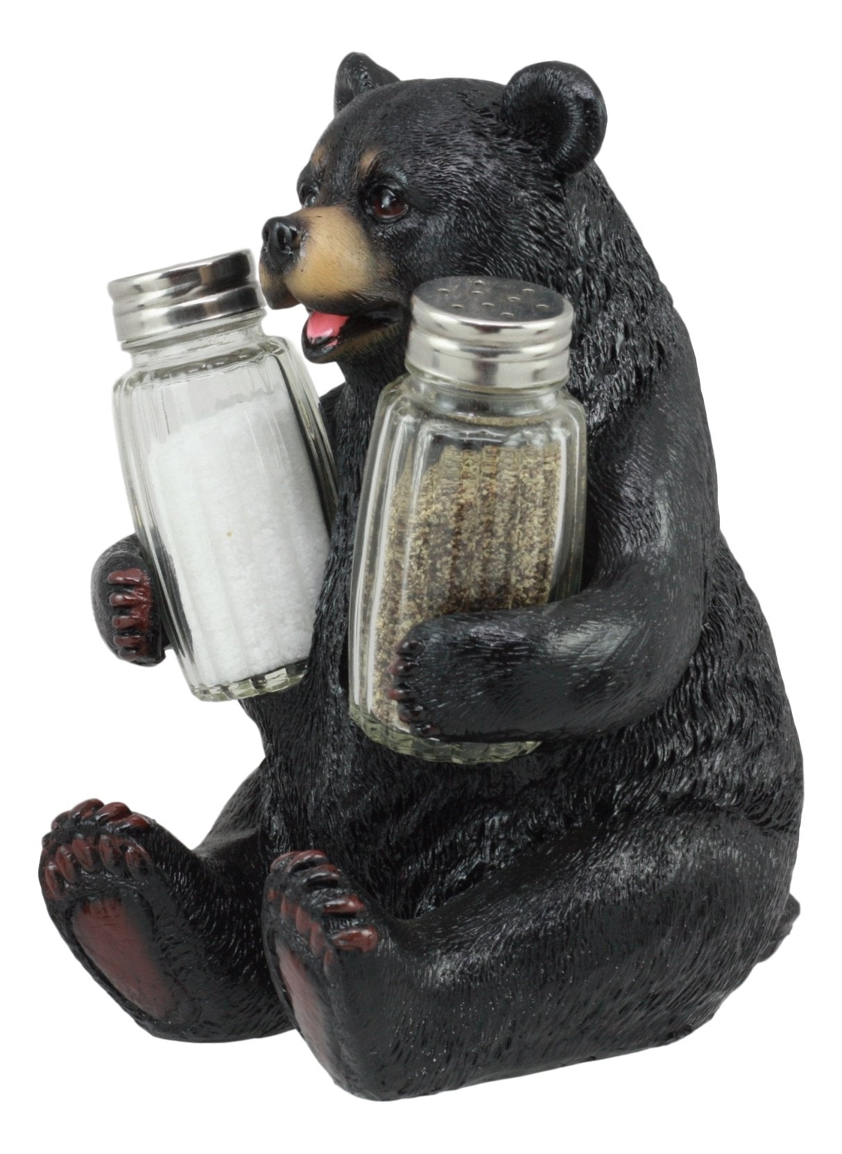 Ebros Gift Cuddling Black Teddy Bear Salt and Pepper Shakers 7" Tall Resin Figurine for Rustic Cabin Lodge Decor
