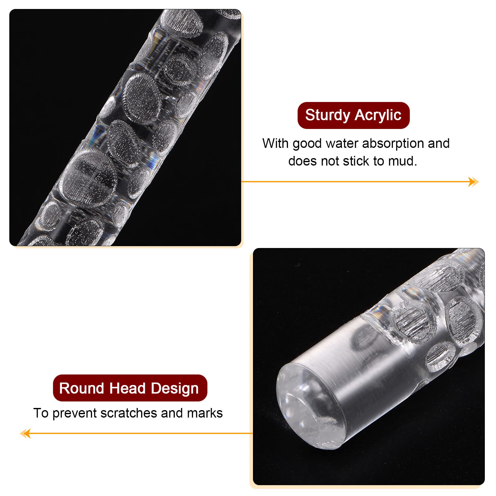 Harfington Acrylic Embossed Rolling Pin 6.3 Inch Cobblestone 3D Pattern Acrylic Non-Stick Roller Fondant Embossing Clay Rolling