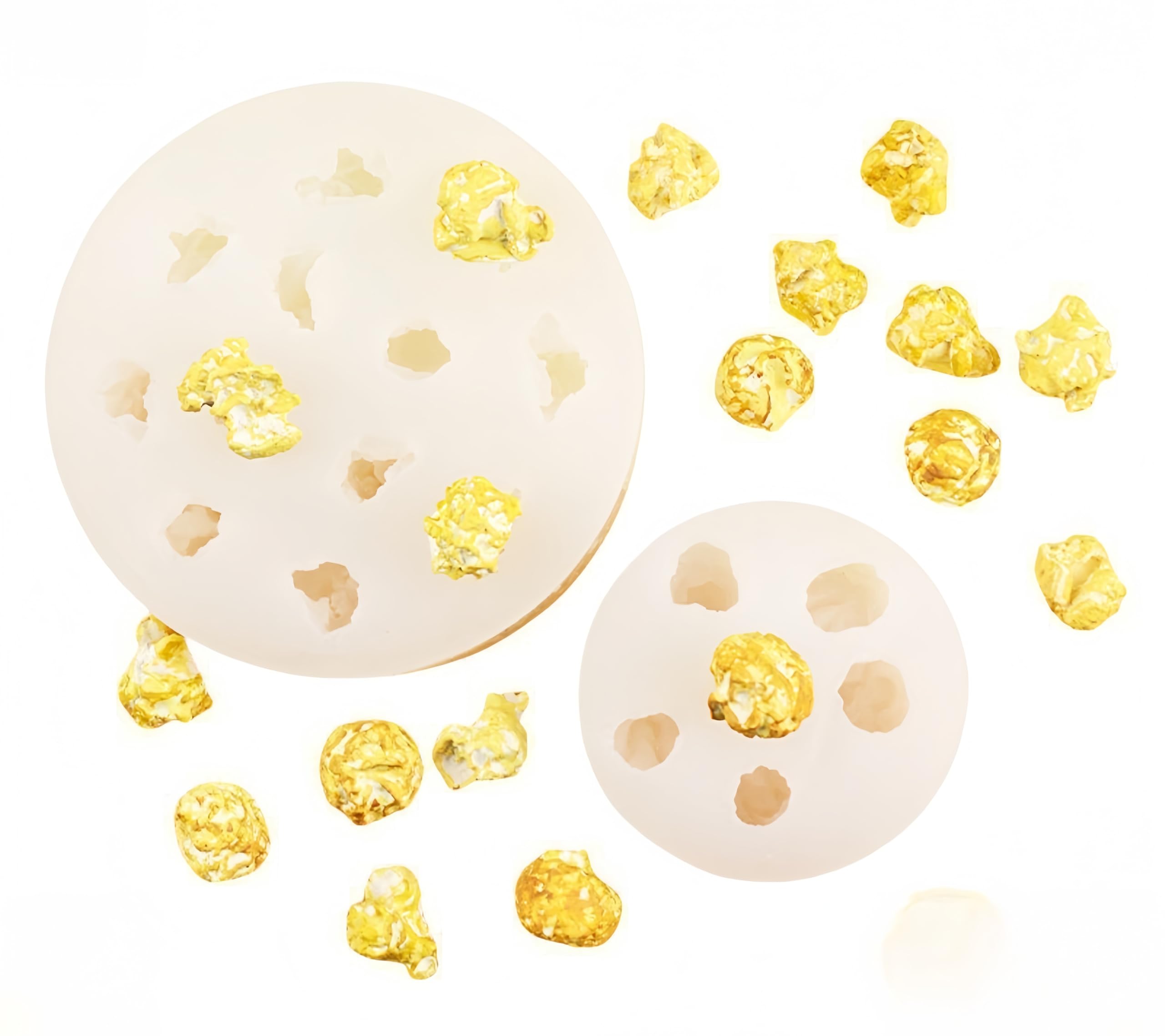 ZUDILYO 2Pack 3D Popcorn Shaped Silicone Mold, Candy Chocolate Jelly Cake Decor Molds Cavities DIY Soap Baking Mold Tools for Ki
