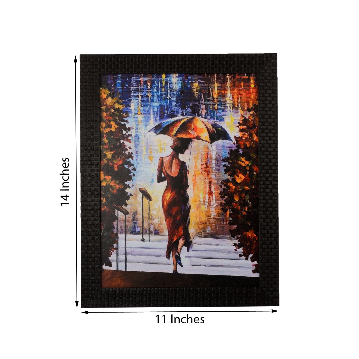 Ecraftindia Beautiful Lady Under Umbrella Uv Art Painting (Synthetic Wood, 28 Cm X 36 Cm, Satin Matt Texture)