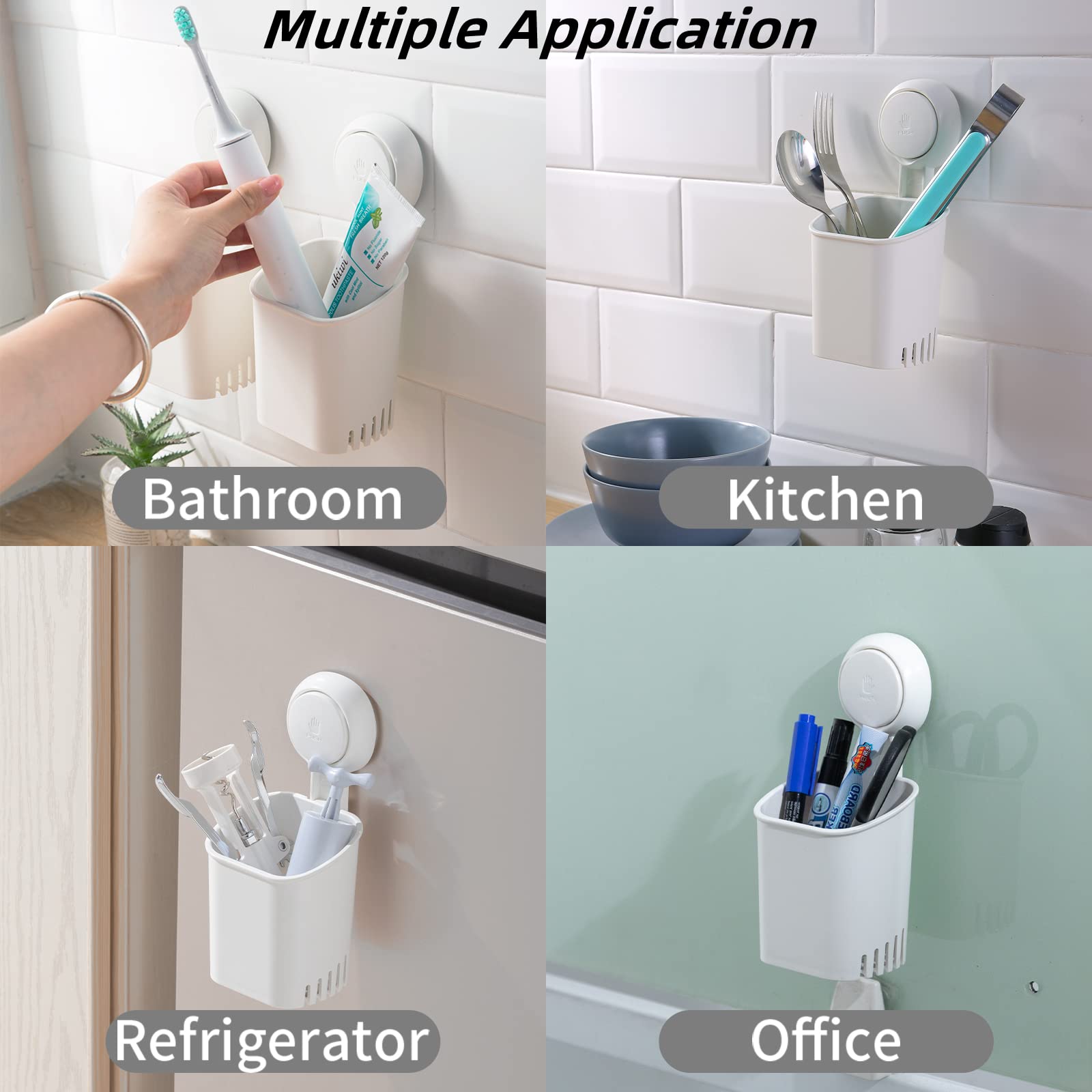 Leverloc Suction Toothbrush Holder 2 Pack, Drill-Free Removable Shower Toothbrush Holder For Wall, Powerful Toothpaste And Tooth