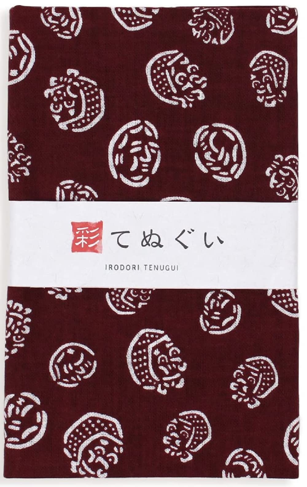 Komesichi Irodori Japanese Traditional Towel Tenugui Hyottoko (Brown) 12.99 X 34.64 In With Tenugui Iroha (English Manual)
