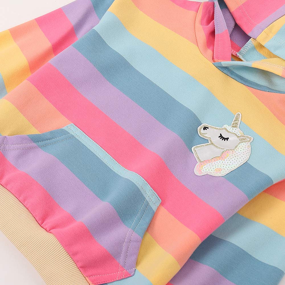 Welaken Rainbow Sweatshirts With Unicorn For Girls Toddler  Kids Ii Little Girls Pullover Tops Cotton Hoodies 8 Years
