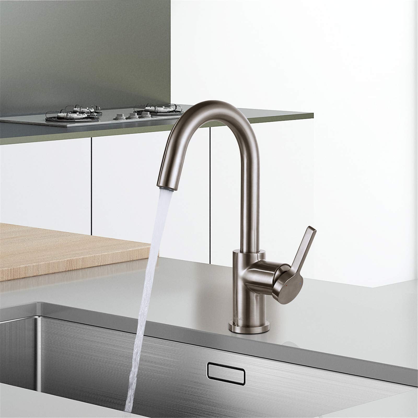 AguaStella AS1010BN Brushed Nickel Bar Faucet or Prep Kitchen Sink Faucet with Single Handle