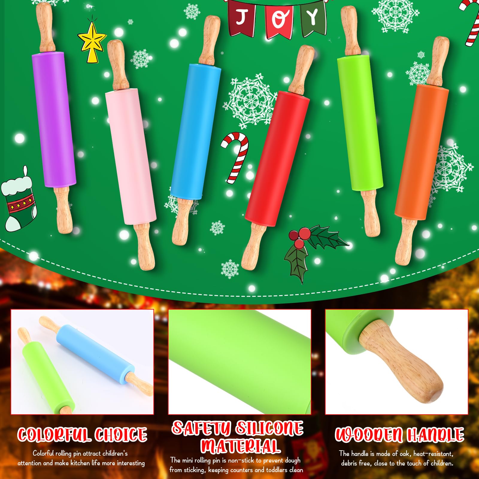 Dandat 6 Pcs Small Rolling Pin Kids 12 Inch Mini Rolling Pin Silicone Rolling Pins For Baking Non Stick Kids Dough Roller With W