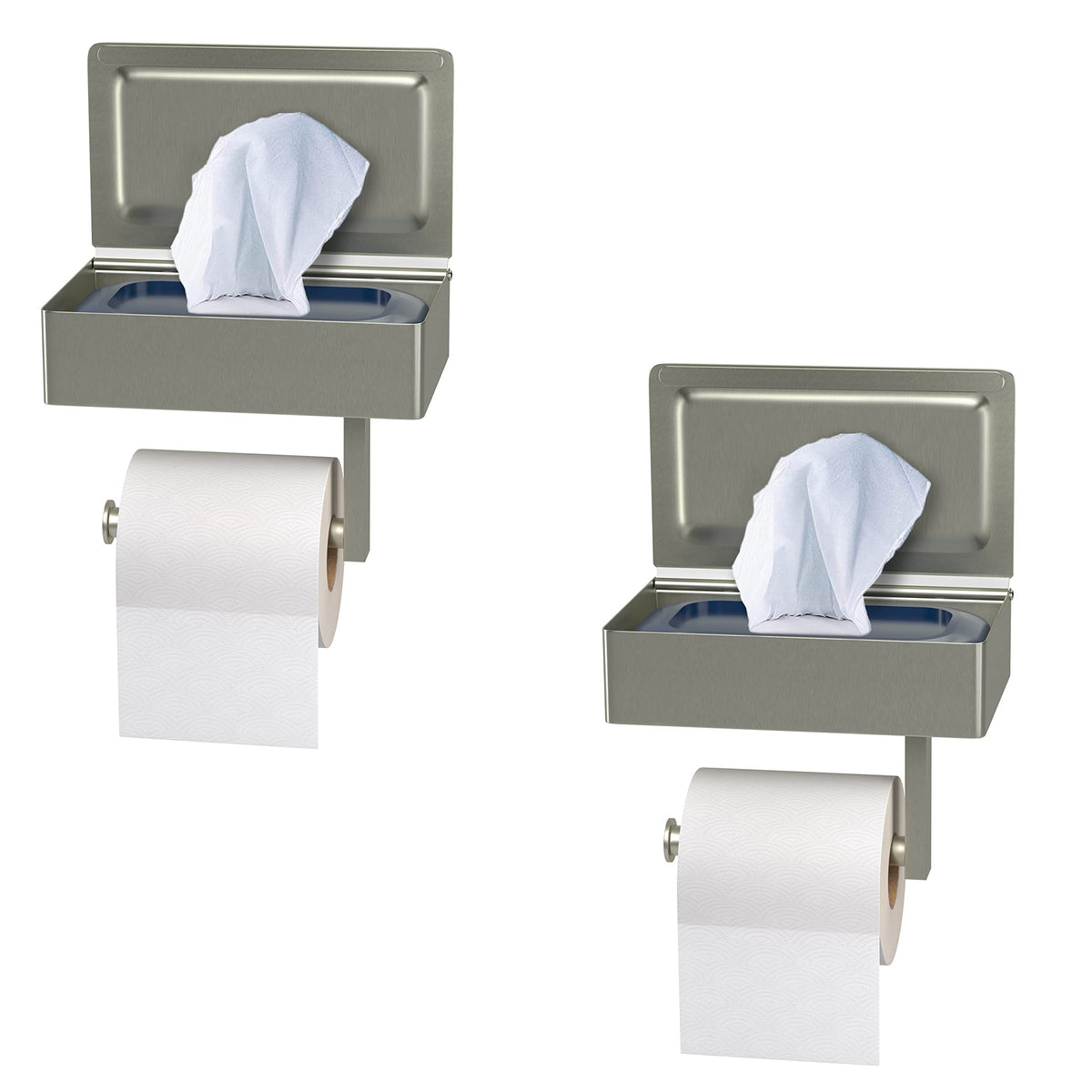 Sayoneyes Brushed Nickel Toilet Paper Holder With Shelf And Storage - Sus304 Stainless Steel Flushable Wipes Holder - Two Instal
