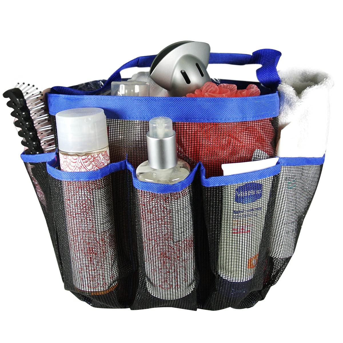 Wrapables Portable Mesh Shower Tote Bag, Blue