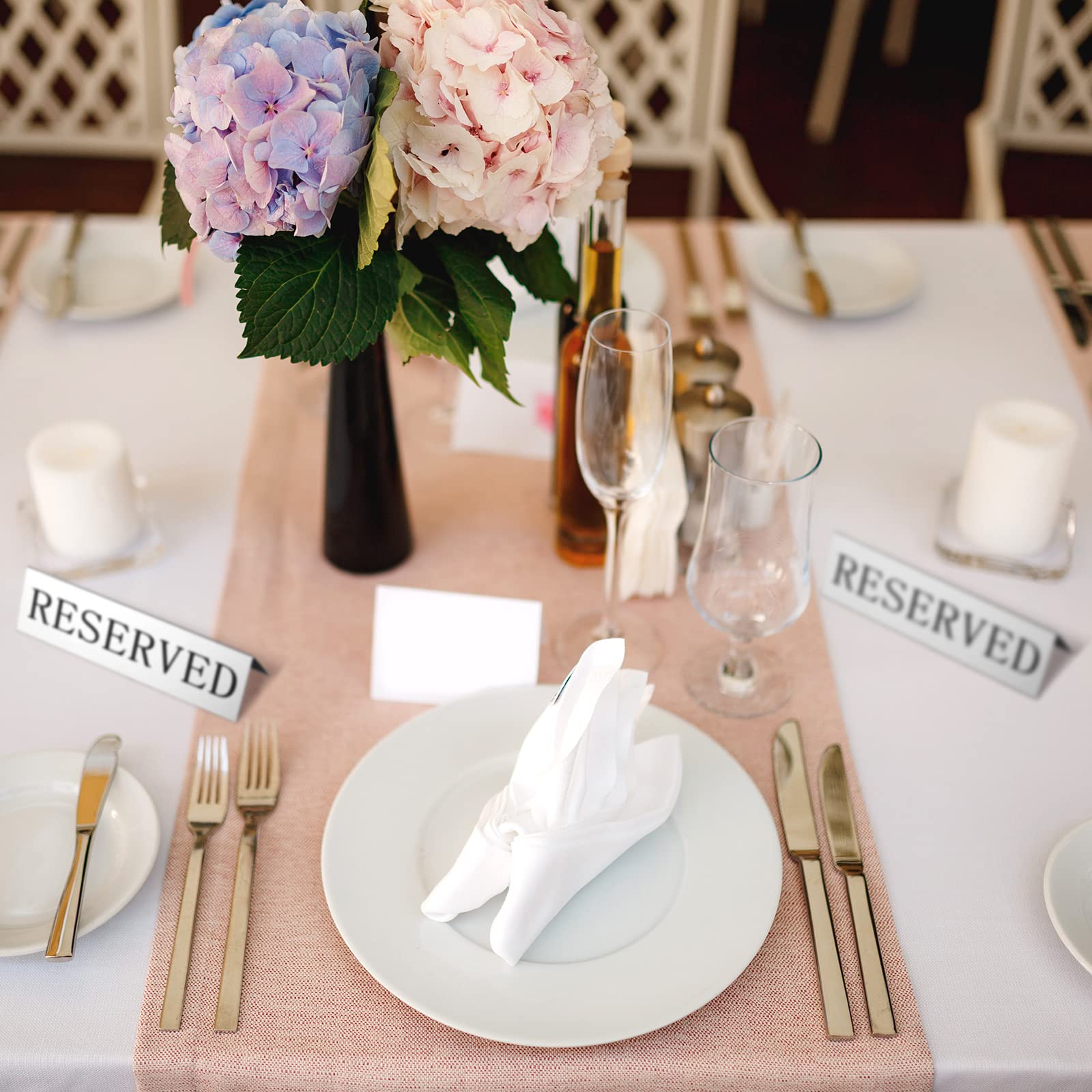 Peryiter Metal Reserved Table Signs Metal Reserved Sign Double Sided Table Stand Tents Seating Tent For Wedding Restaurant Cerem