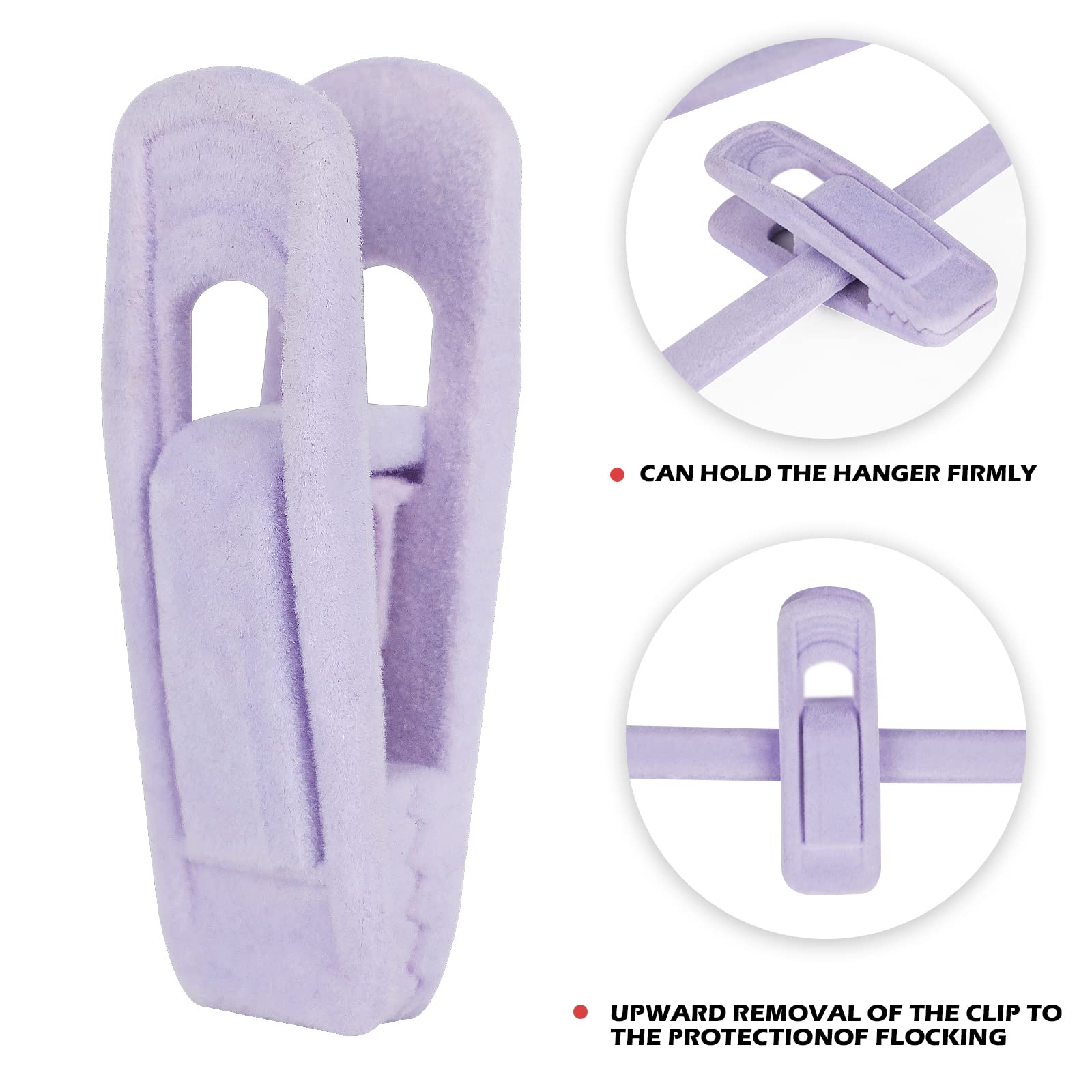 Tinfol Velvet Hanger Clips, 24Pcs Pants Hangers Velvet Clips, Large Opening Clip Strong Finger Flocked Clips Perfect For Use Wit