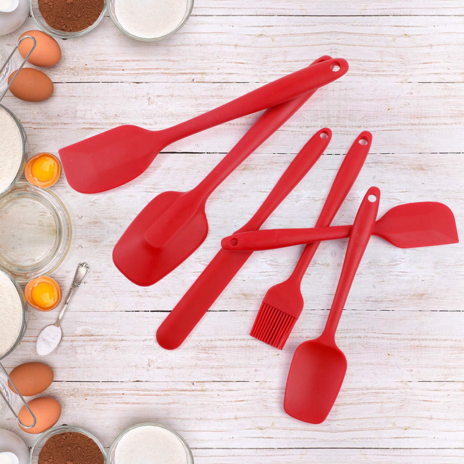 Shebaking Silicone Spatula, 6 Pieces Heat Resistant Rubber Spatulas Set For Baking, Cooking And Mixing Kitchen Utensils Seamless