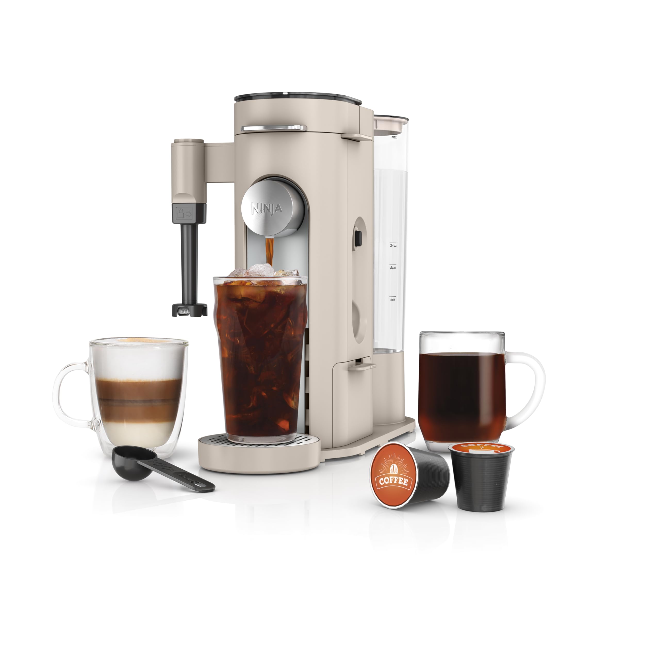 Ninja Pod & Grounds Specialty Xl Single-Serve Coffee Maker, K-Cup Pod Compatible, Brews Grounds, Compact Design, Built-In Milk F