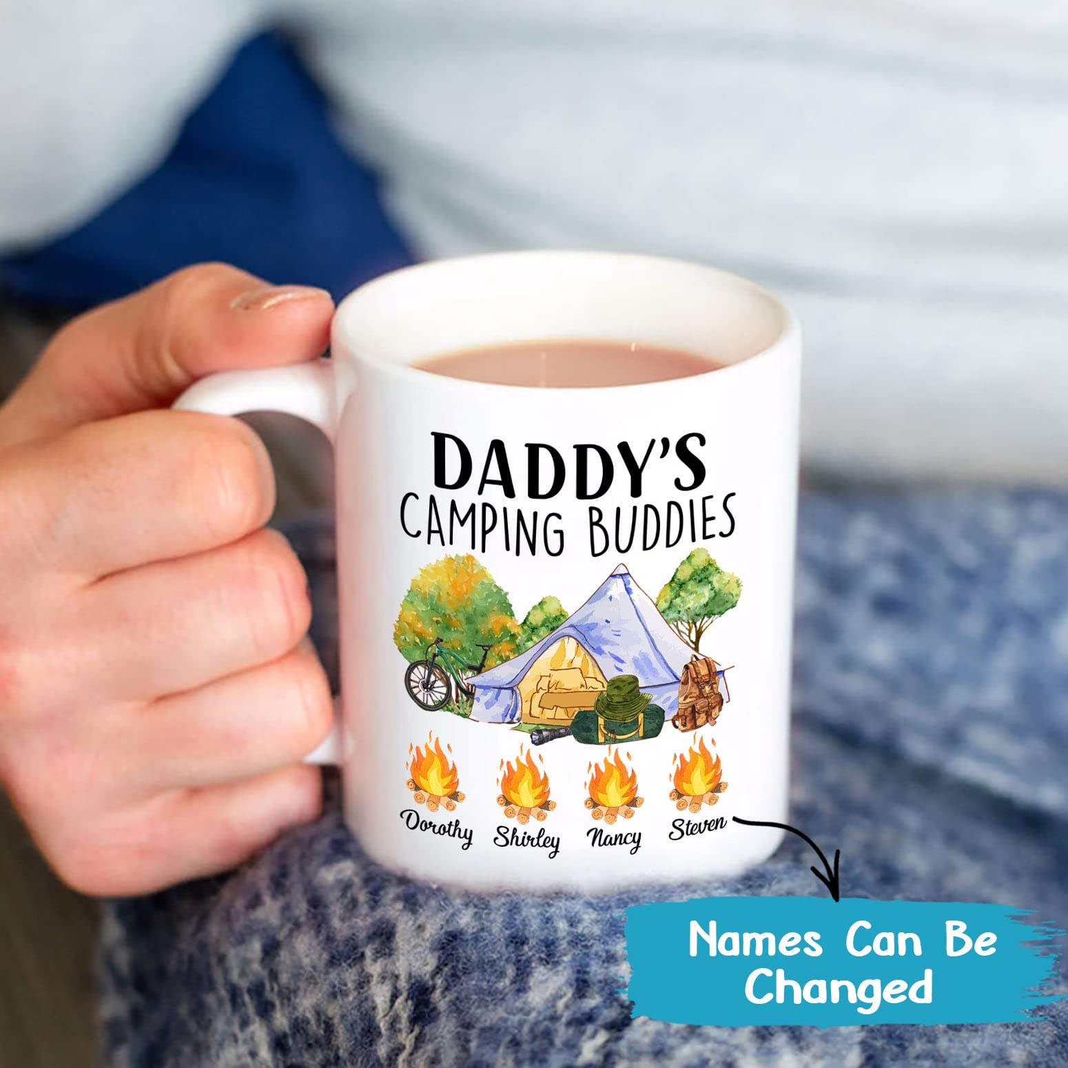 Dad Camping Mug, Personalized Camping Dad Gifts, Daddy Camping Buddies Mug, Custom Children's Names Mug Gifts For Father, Campin