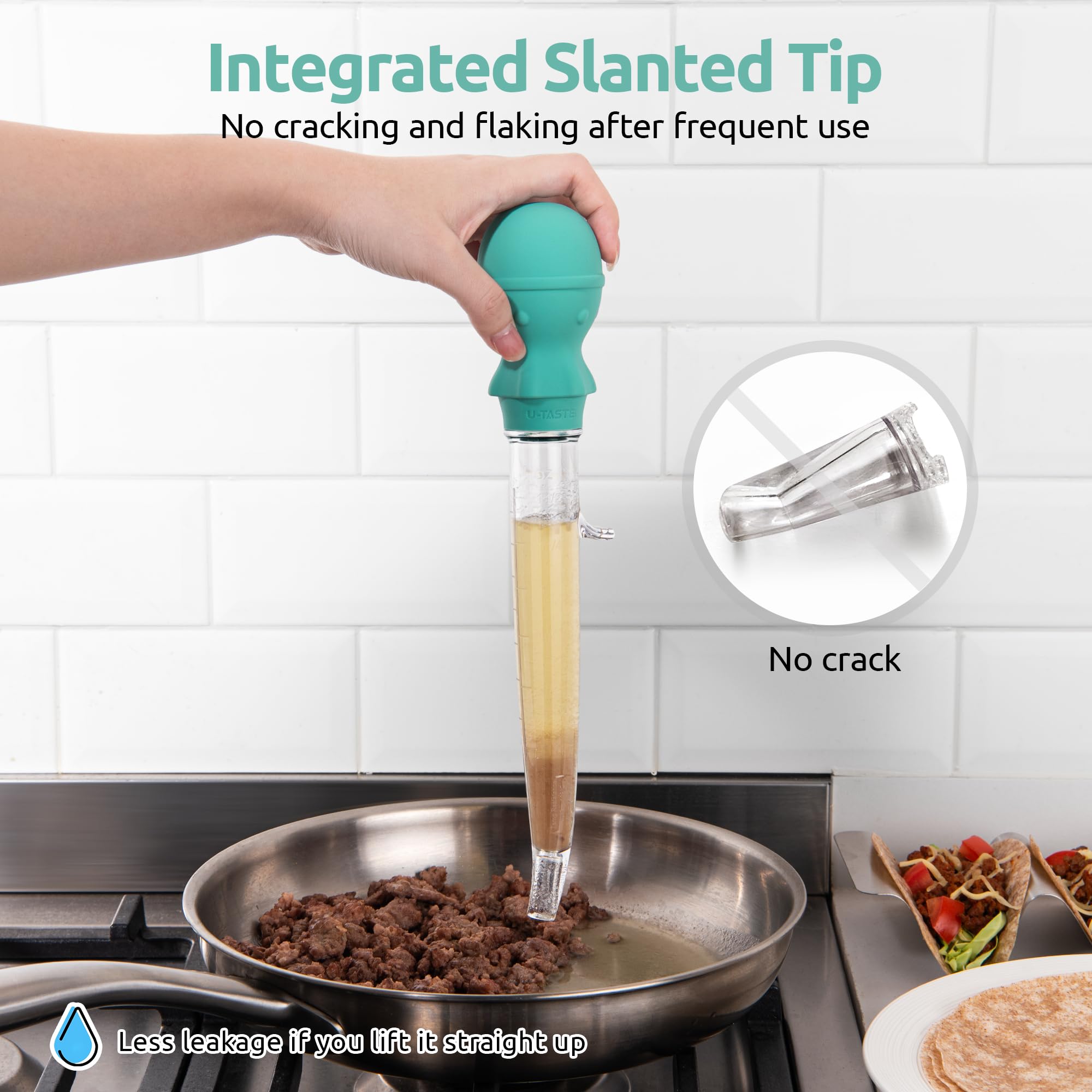 U-Taste 1.5Oz Angled Turkey Baster - 228.2? Heat Resistant Food Grade Tritan And Silicone Large Octopus Bulb Baster Set With Cle