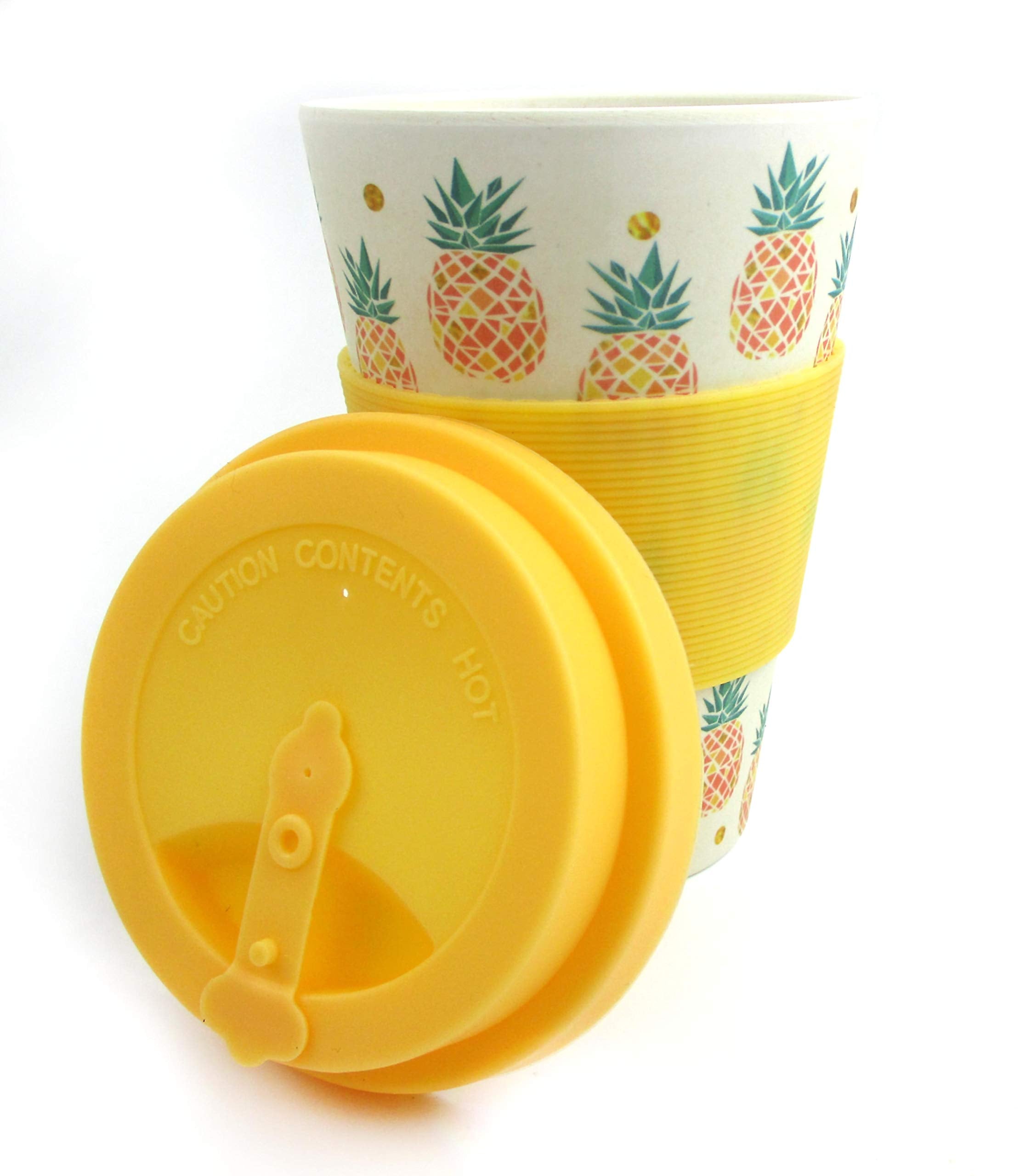 Tinymills Pineapple Hawaii Luau Travel Mug - Eco-Friendly Reusable Plant Fiber Travel Mug With Tropical Pineapple Design Party P