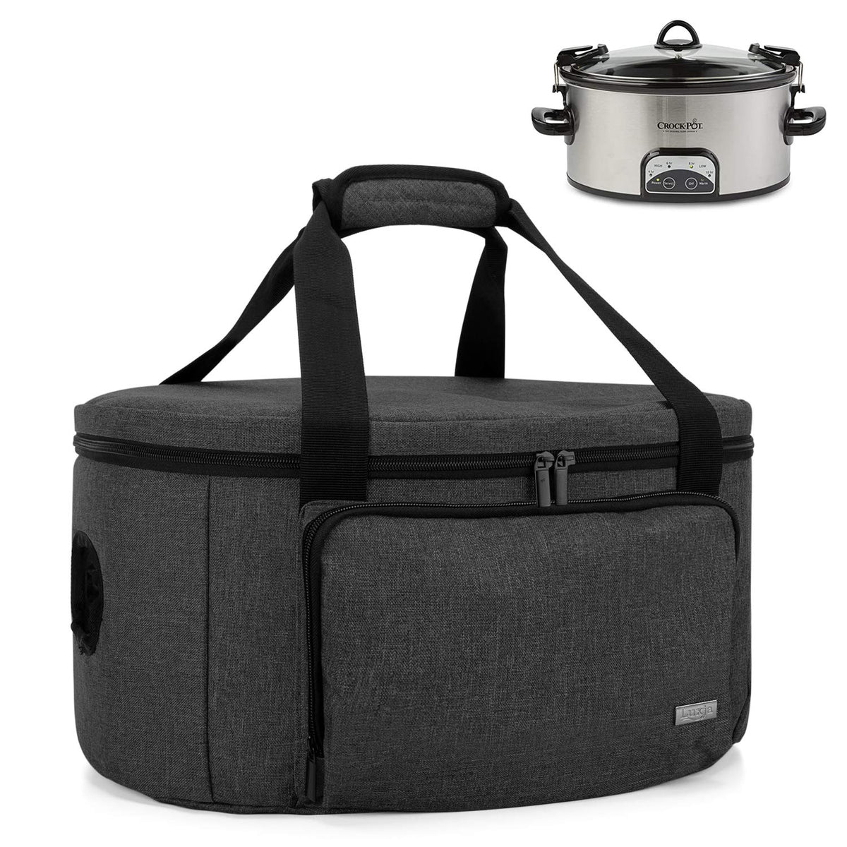Luxja Insulated Slow Cooker Bag (With A Bottom Pad And Lid Fasten Straps), Slow Cooker Carrier Fits For Most 6-8 Quart Oval Slow