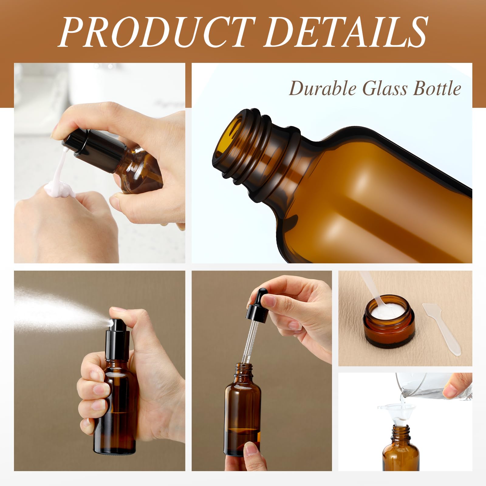 Qiyaz 11 Pcs Glass Travel Bottles With Clear Hard Zipper Case Skin Care Containers Travel Size Mini Makeup Containers Tsa Approv