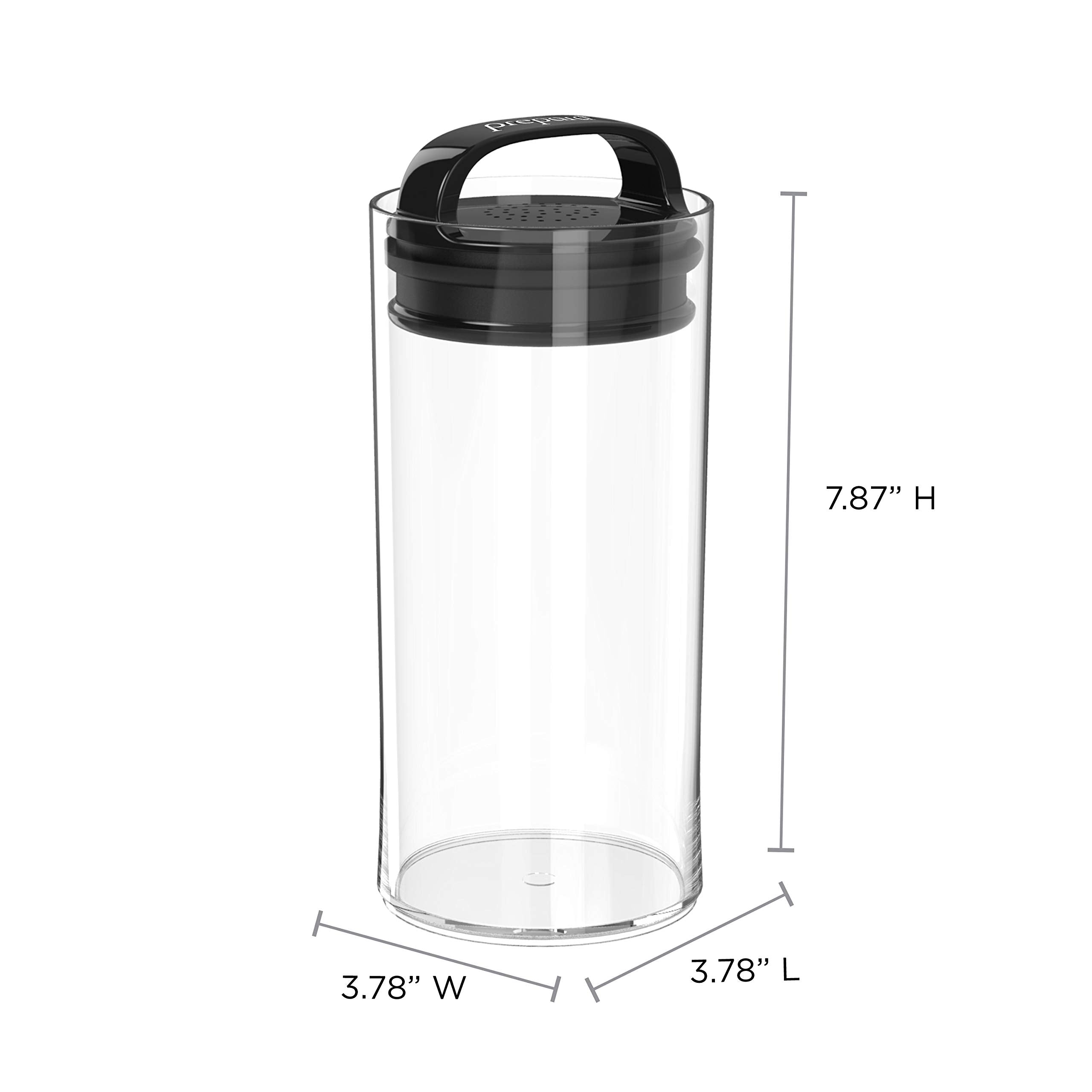 Prepara Evak Fresh Saver, Small-Tall Airless Canister With Black Handle, 1.05 Quart, Clear