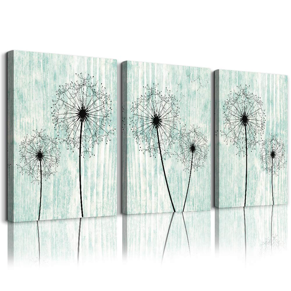 Light Green Background Dandelion Canvas Wall Art Paintings For Living Room Canvas Print Wall Artworks Bedroom Decoration, 3 Piec