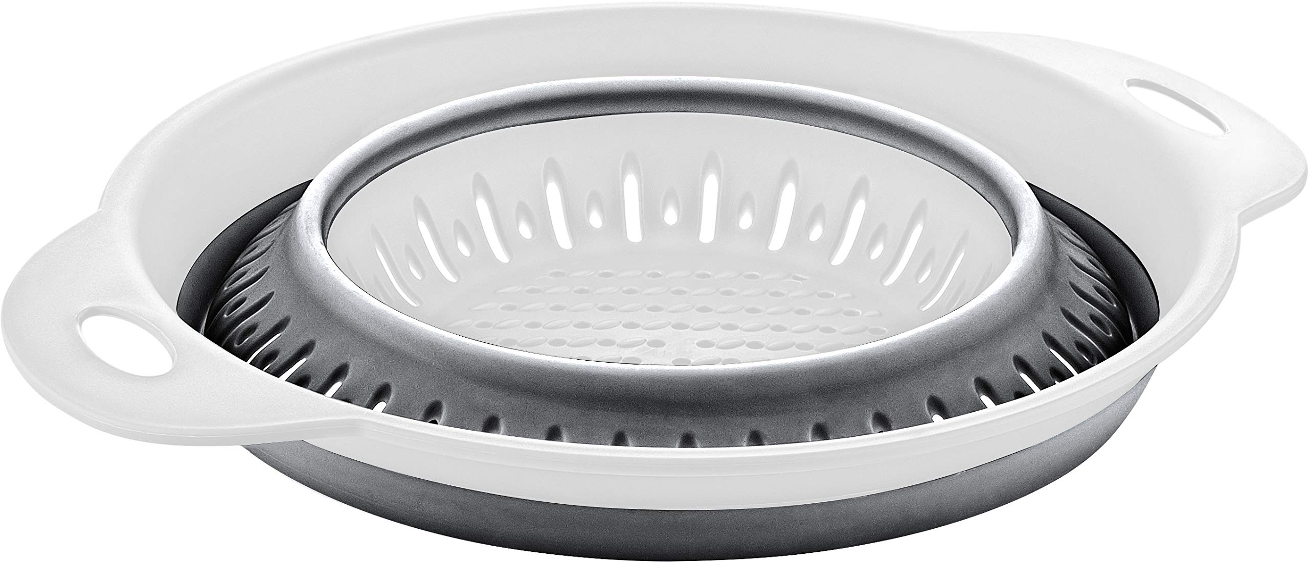 Collapsible Colanders (Strainers) For Fruit Vegetable Food Sizes 8'' - 2 Quart (Grey)