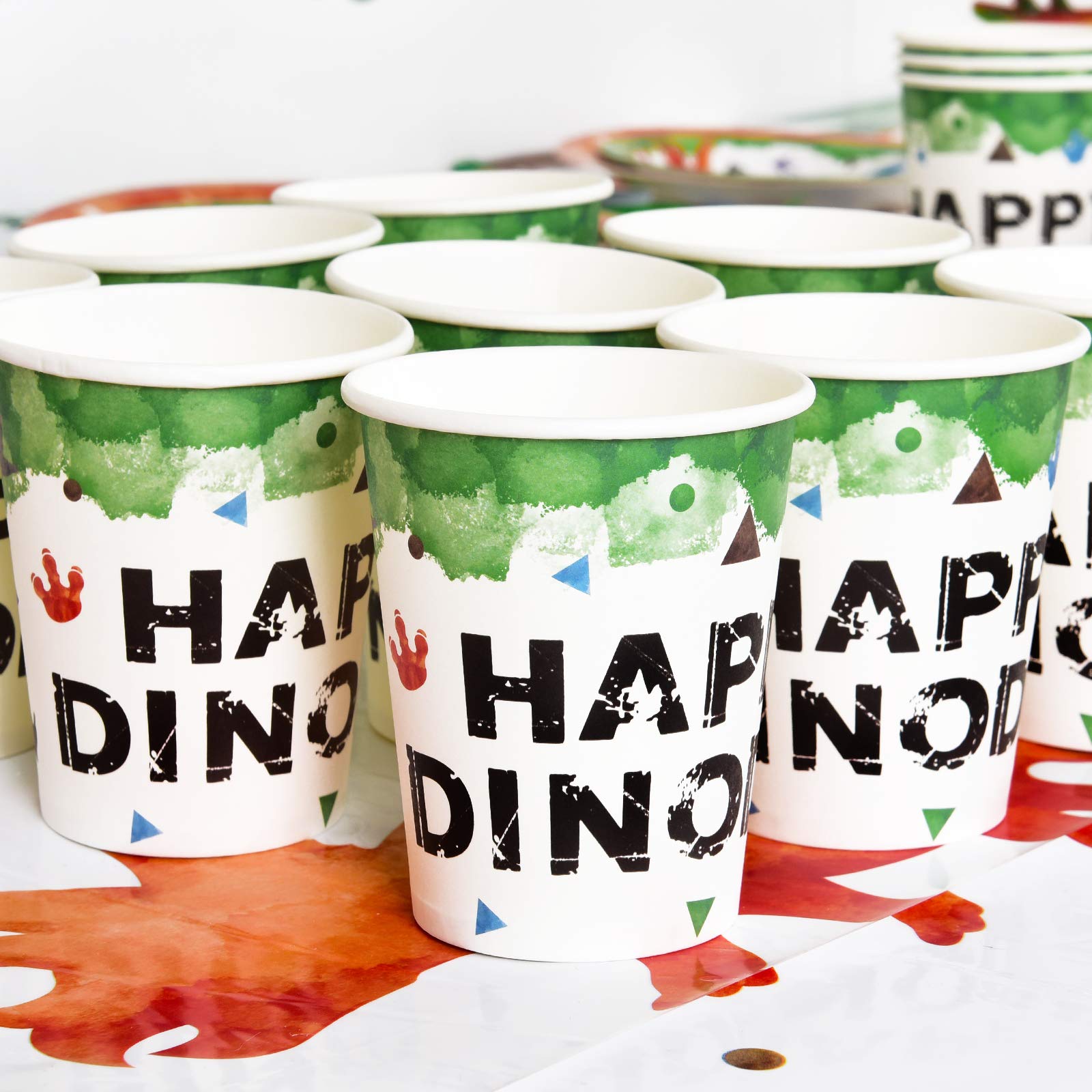 Watercolor Dinosaur Party Supplies - Disposable Dinosaur Party Tableware For Kids Boys Birthday Includes Luncheon Dinner Dessert