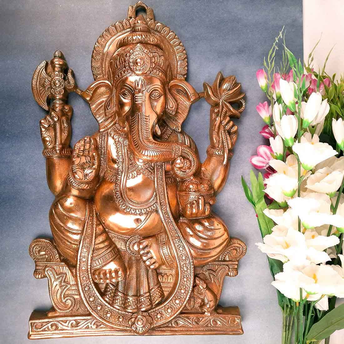 Apka Mart The Online Shop Lord Ganesh Wall Hanging Religious Showpiece For Wall Decor And Gifts (Metal - Alloy | Color - Copper