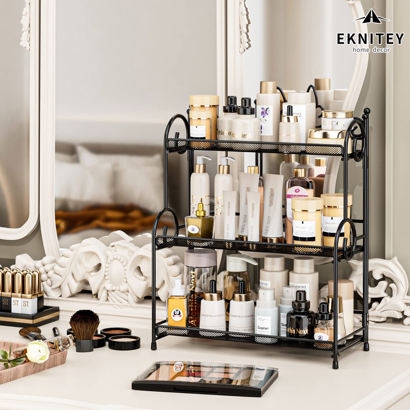 Eknitey Bathroom Counter Organizer - 3 Tier Spice Rack Organizer Skincare Countertop Organizers For Bathroom Kitchen Bedroom Bla