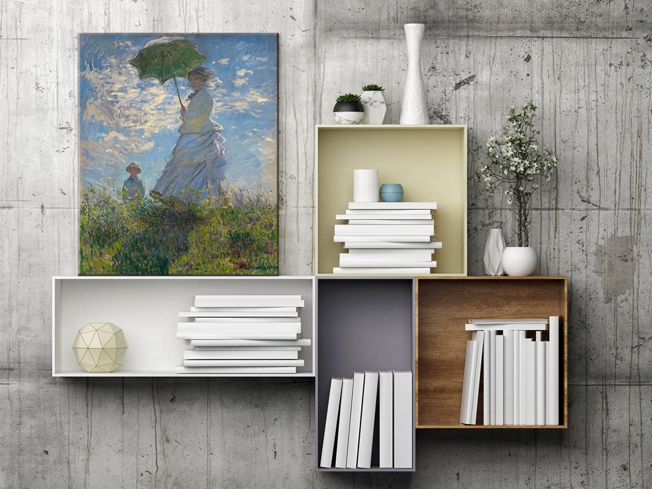 Wieco Art Woman With A Parasol Madame Monet And Her Son Canvas Prints Wall Art Of Claude Monet Famous Classic Oil Paintings Repr