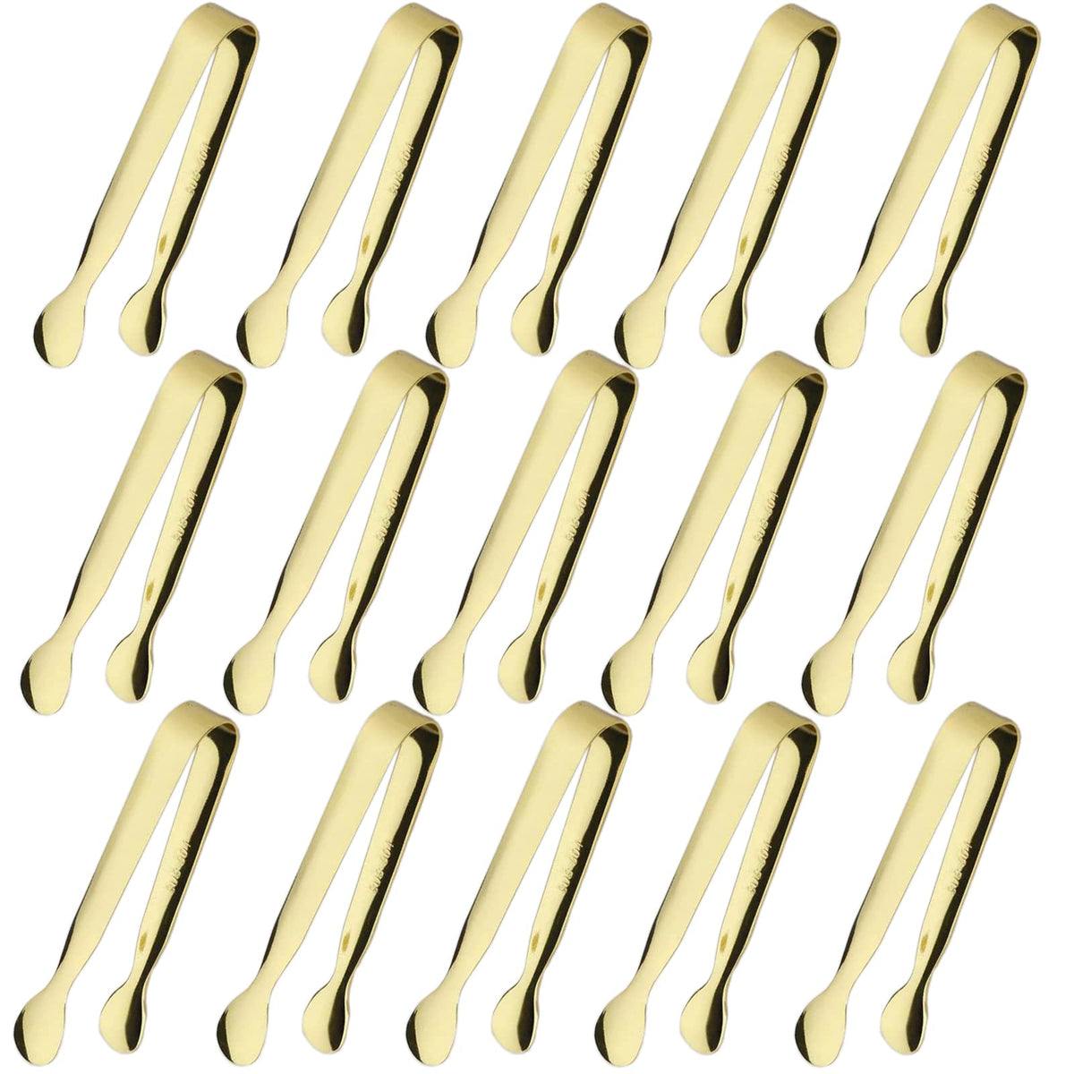 15Pcs Serving Tongs, Ice Tongs Stainless Steel Mini Tongs, 4.25Inch Small Gold Sugar Tongs, Kitchen Tongs Mini Serving Utensils