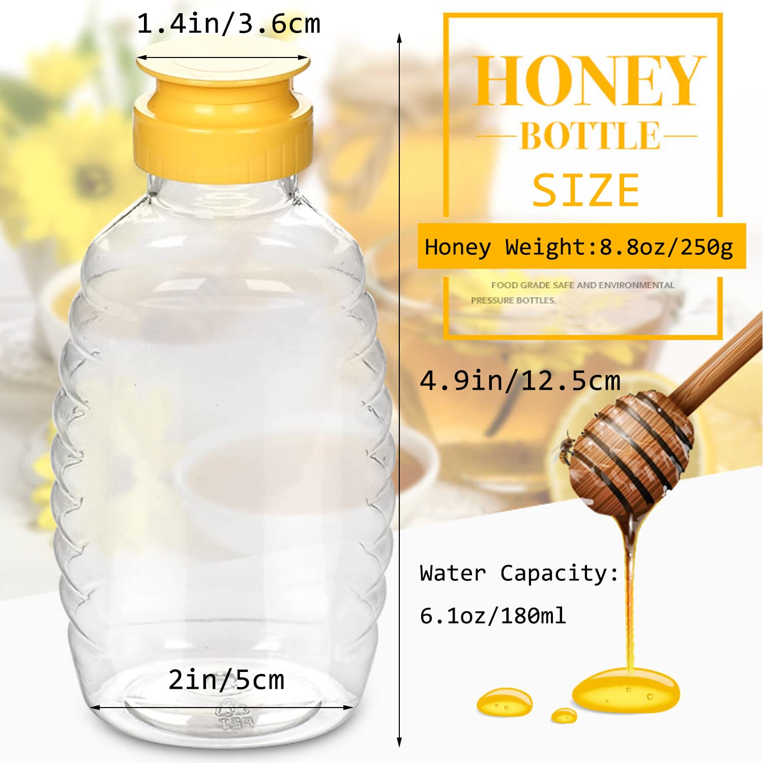 Qiuttnqn 16 Pack 8Oz Clear Plastic Honey Bottles,Squeeze Honey Bottle Container Holder With Flip Lid For Storing And Dispensing,