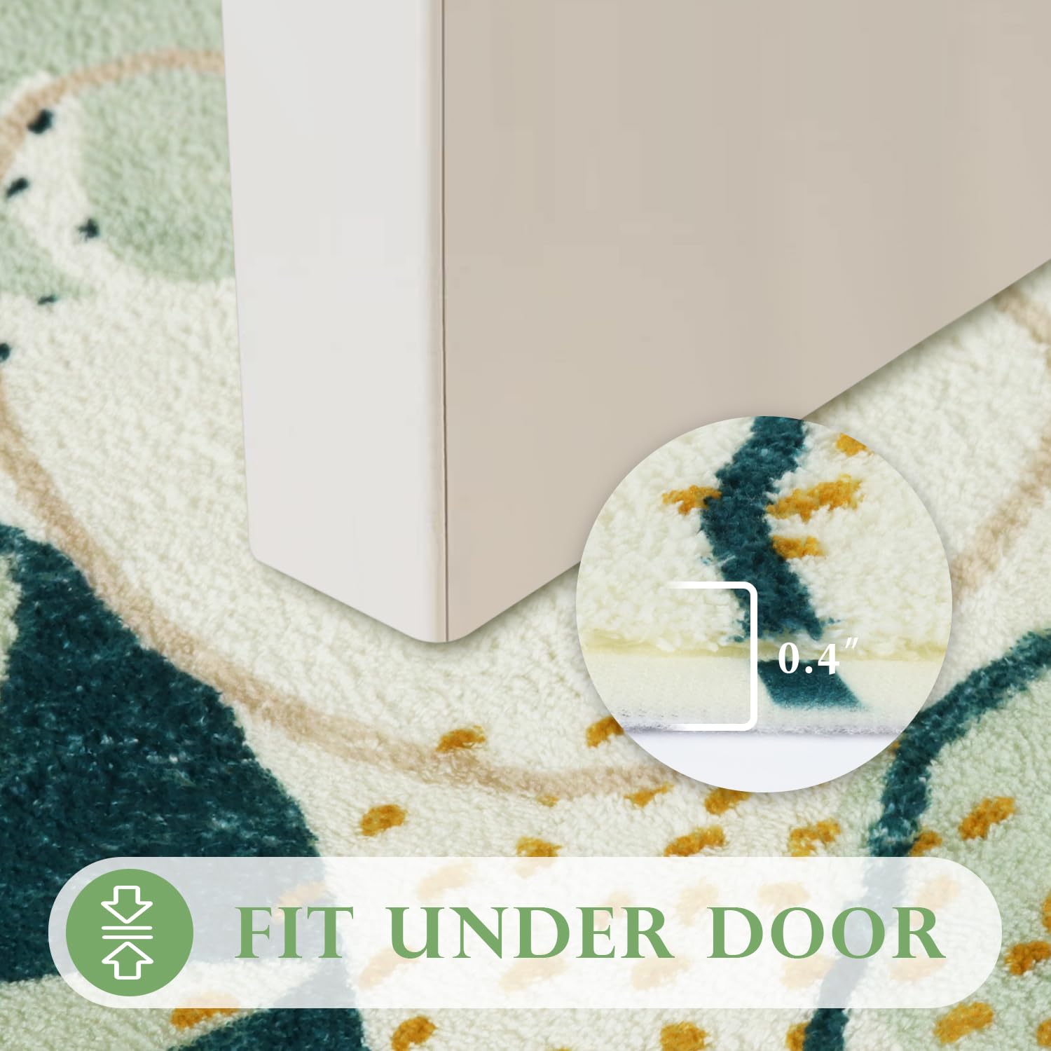 Uphome Bath Mats For Bathroom, Cute Green Plant Toilet Rugs U Shaped, Non Slip Washable Soft Bathroom Mat, Abstract Botanical Ba