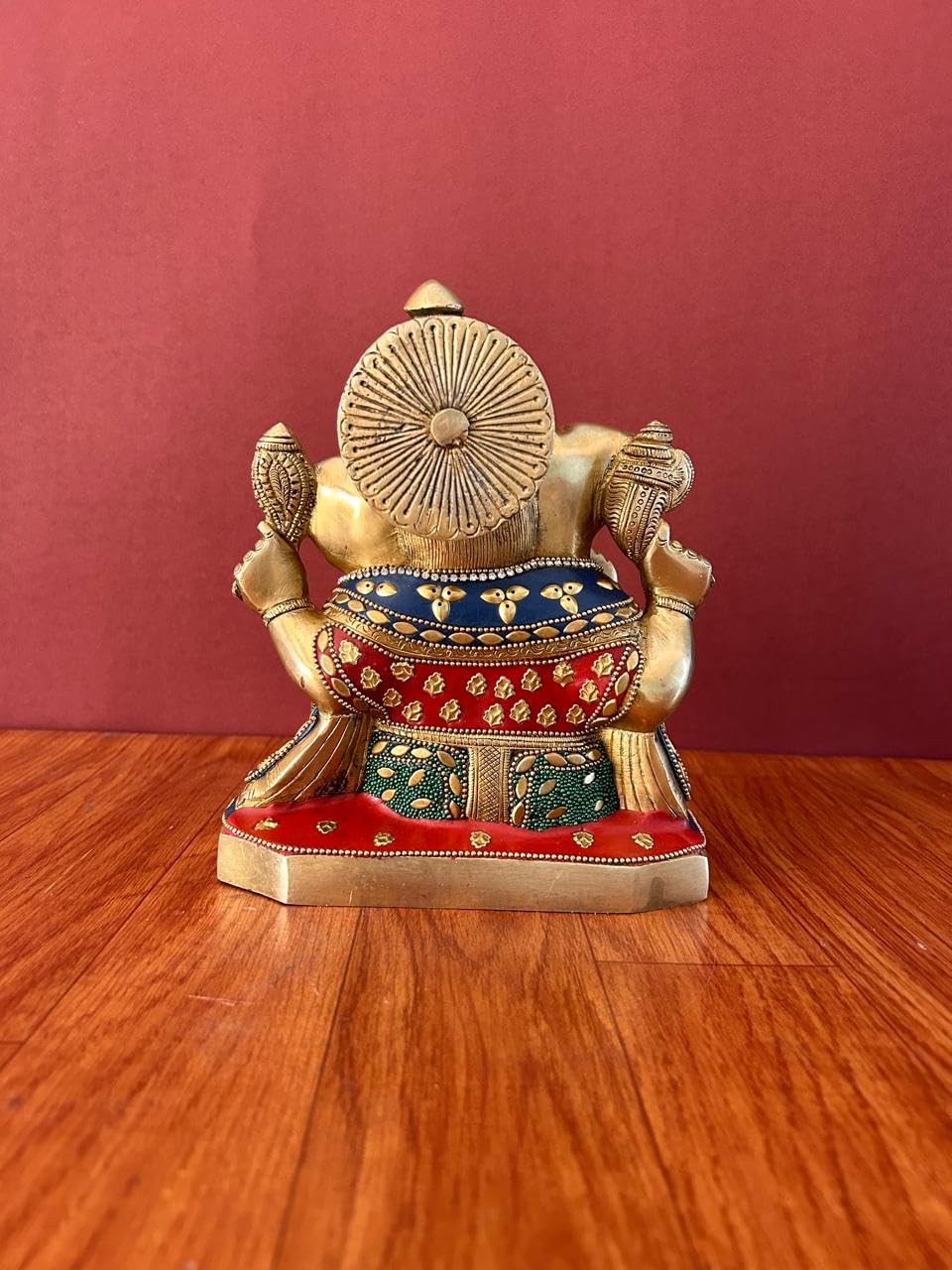 Mridaya Brass Ganesha Statue With Mosaic Stonework, 20 Cm Brass Ganesh Statue, Ganpati Idol, Good Luck Gift For New Beginnings,