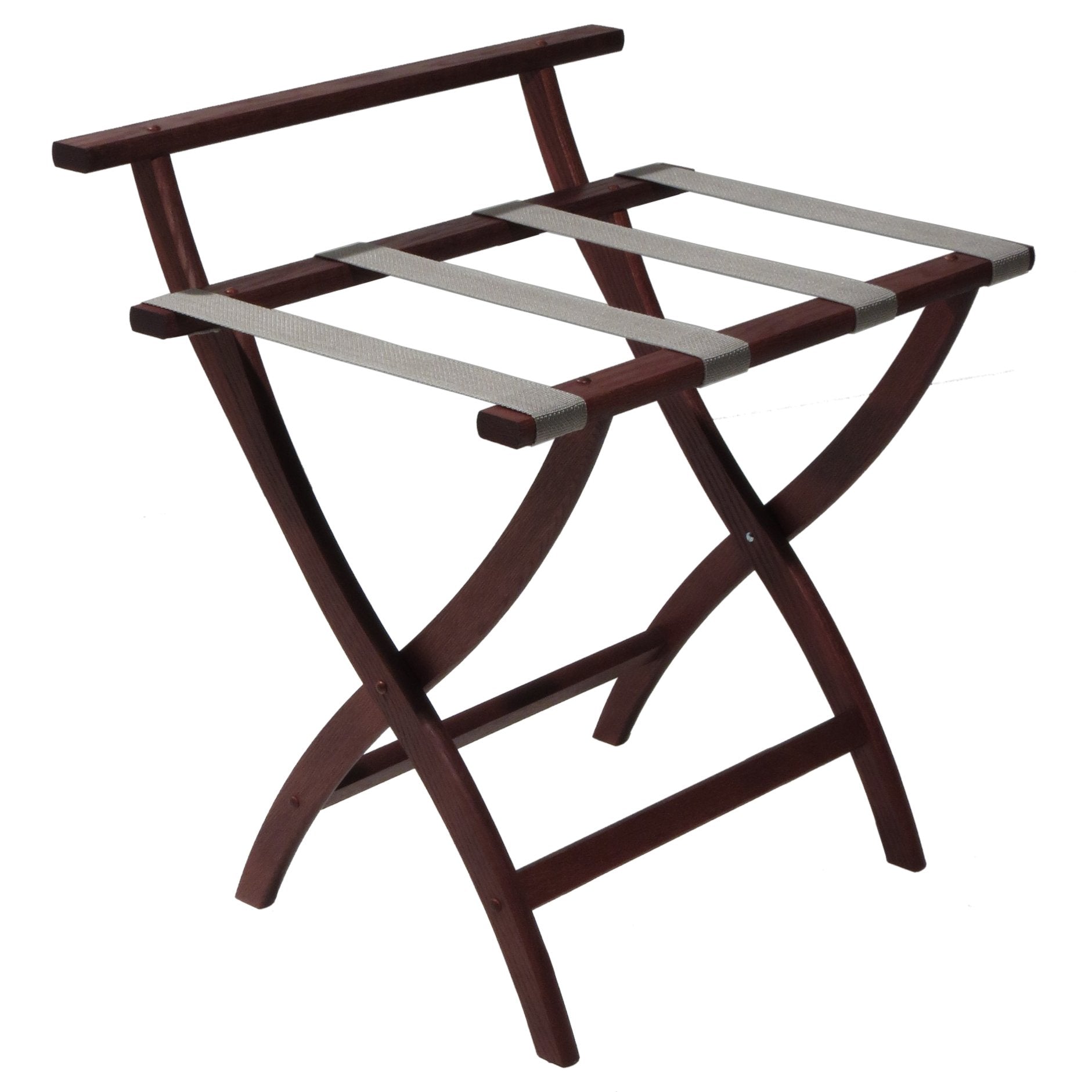 Wooden Mallet WallSaver Luggage Rack  Grey Straps  Mahogany