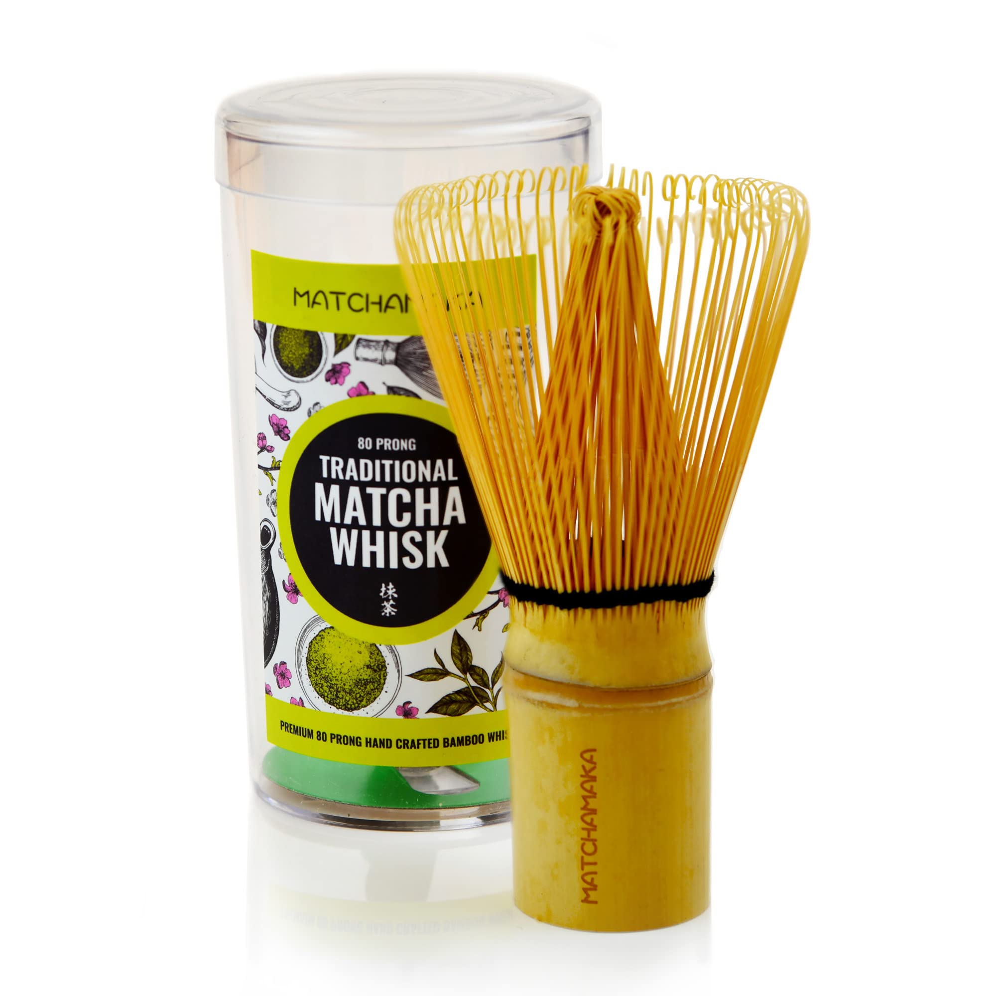 Whisk - Natural Bamboo - Matchamaka 80 Prong Chasen - Traditional Japanese Bamboo Matcha Whisk - Matcha Ceremonial Powder Whisk-