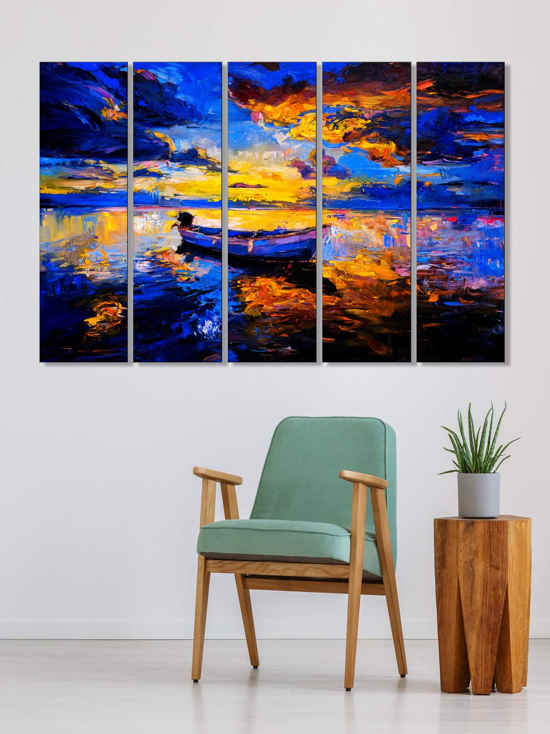 999Store Abstract Blue Boat Painting For Living Room Bedroom Decoration Items Wall Art Panels Hanging Boat Paintings For Living 