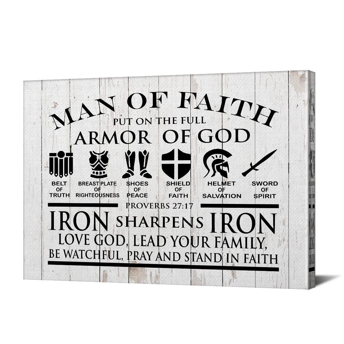 Christian Canvas Wall Art Framed Man Of Faith Quotes Proverbs 27:17 Bible Poster Print Canvas Painting Picture Sign Home Decorat