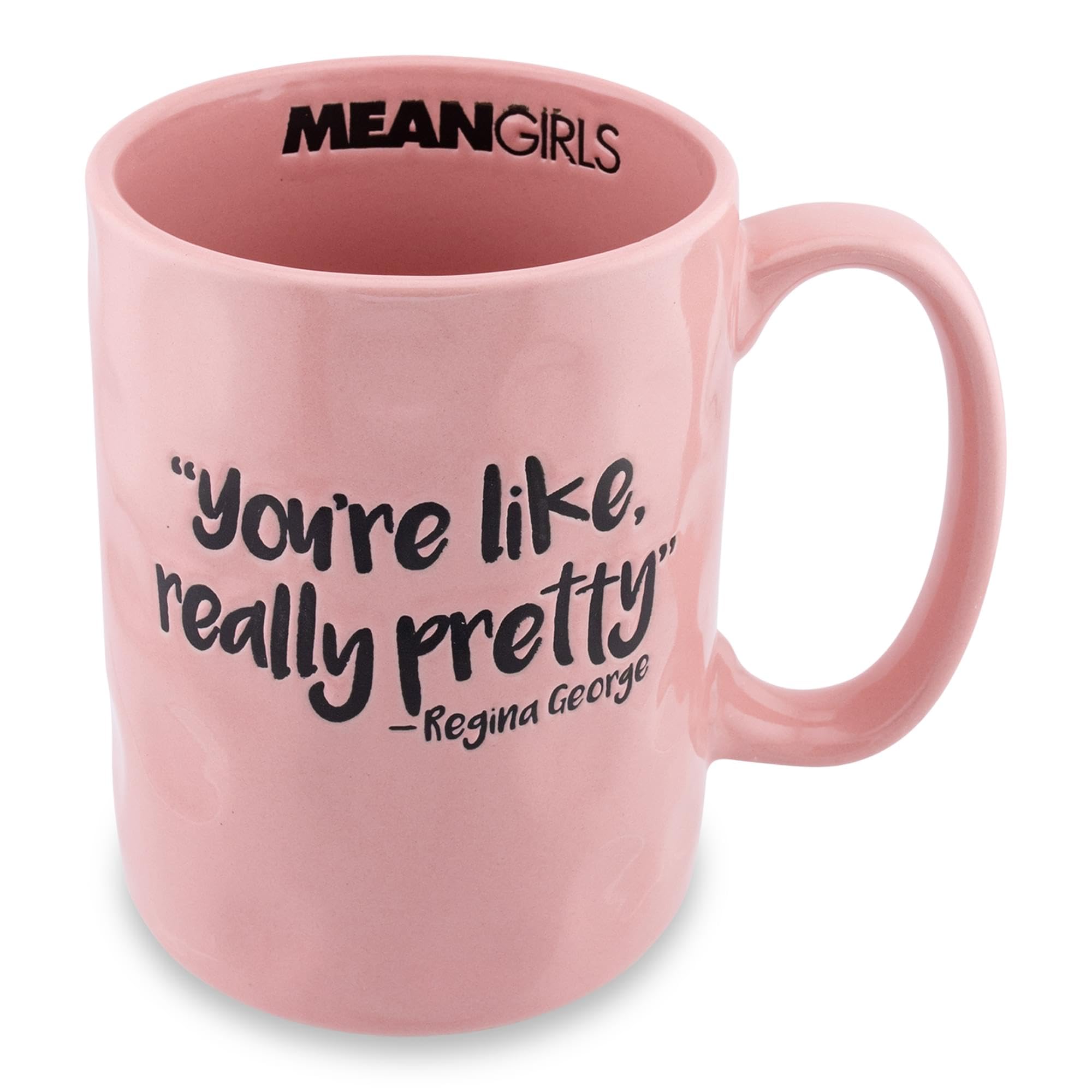 Mean Girls Really Pretty Wax Resist Ceramic Pottery Mug  Holds 18 Ounces