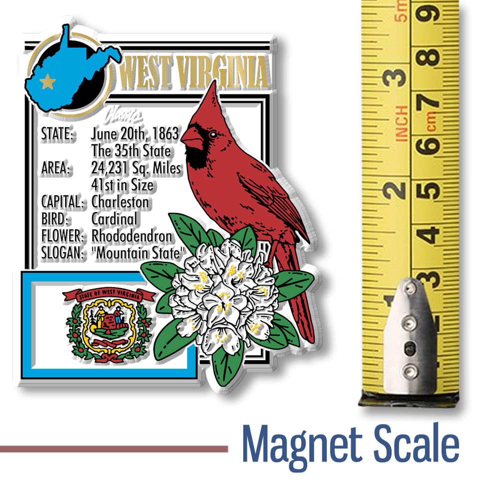 West Virginia State Montage Magnet By Classic Magnets, 2.8 X 3.3, Collectible Souvenirs Made In The Usa