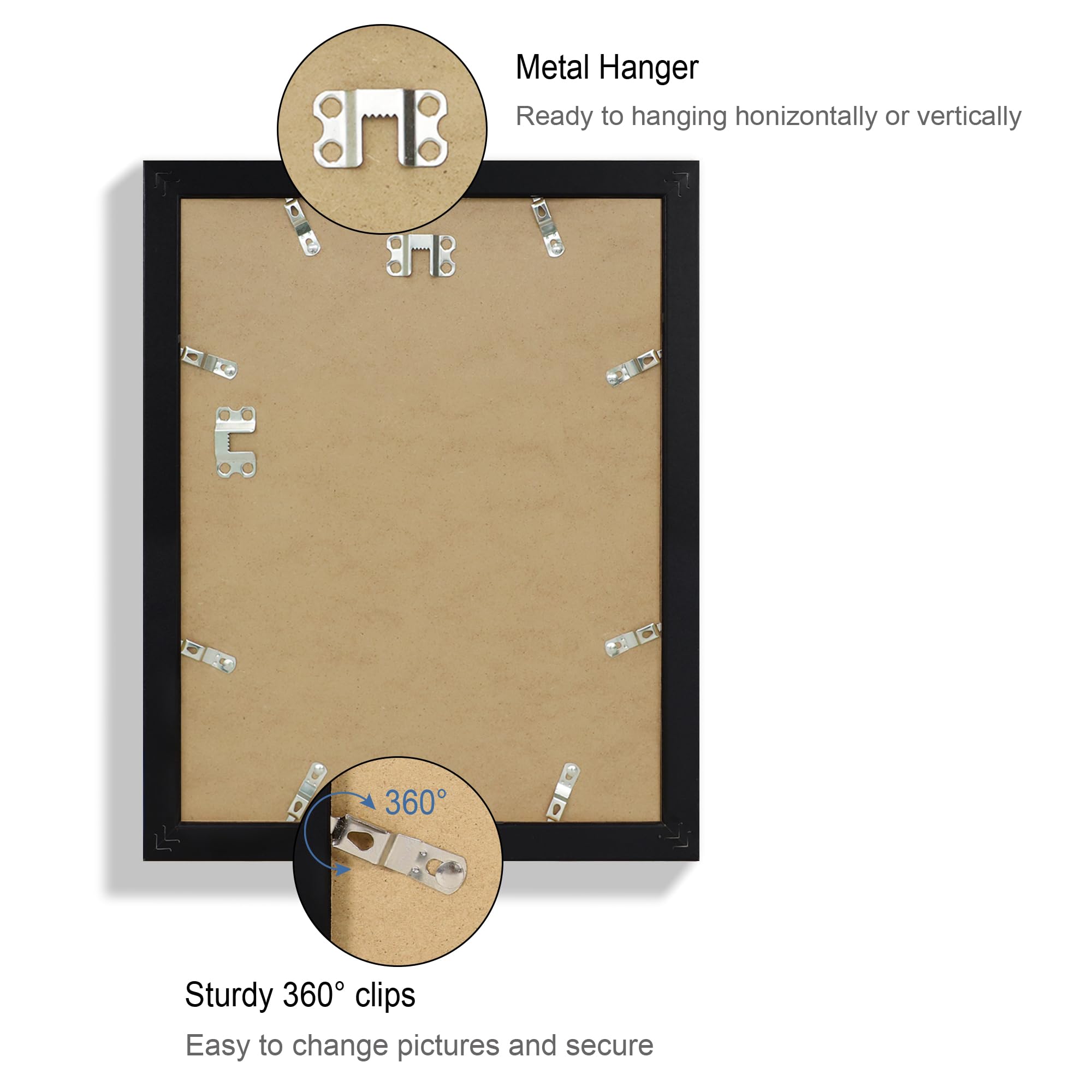 Hongkee 10x13 Picture Frame Set of 4, Made of Real Glass and Black Frame, 10 by 13 Photo for Wall or Tabletop - Display Picture