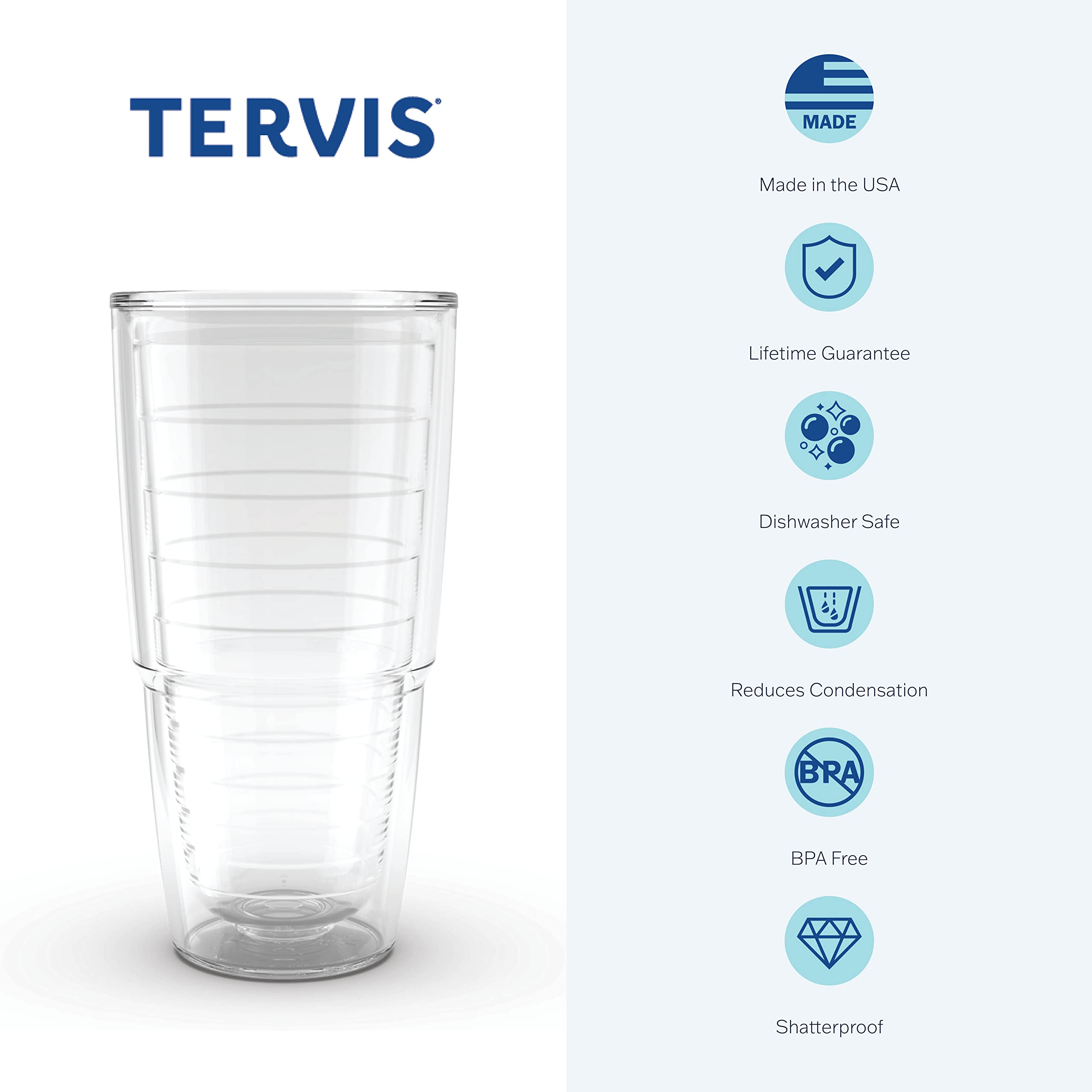 Tervis Yao Cheng - Merriment Geo Made In Usa Double Walled Insulated Tumbler Cup Keeps Drinks Cold & Hot, 24Oz, Clear, 1 Count (
