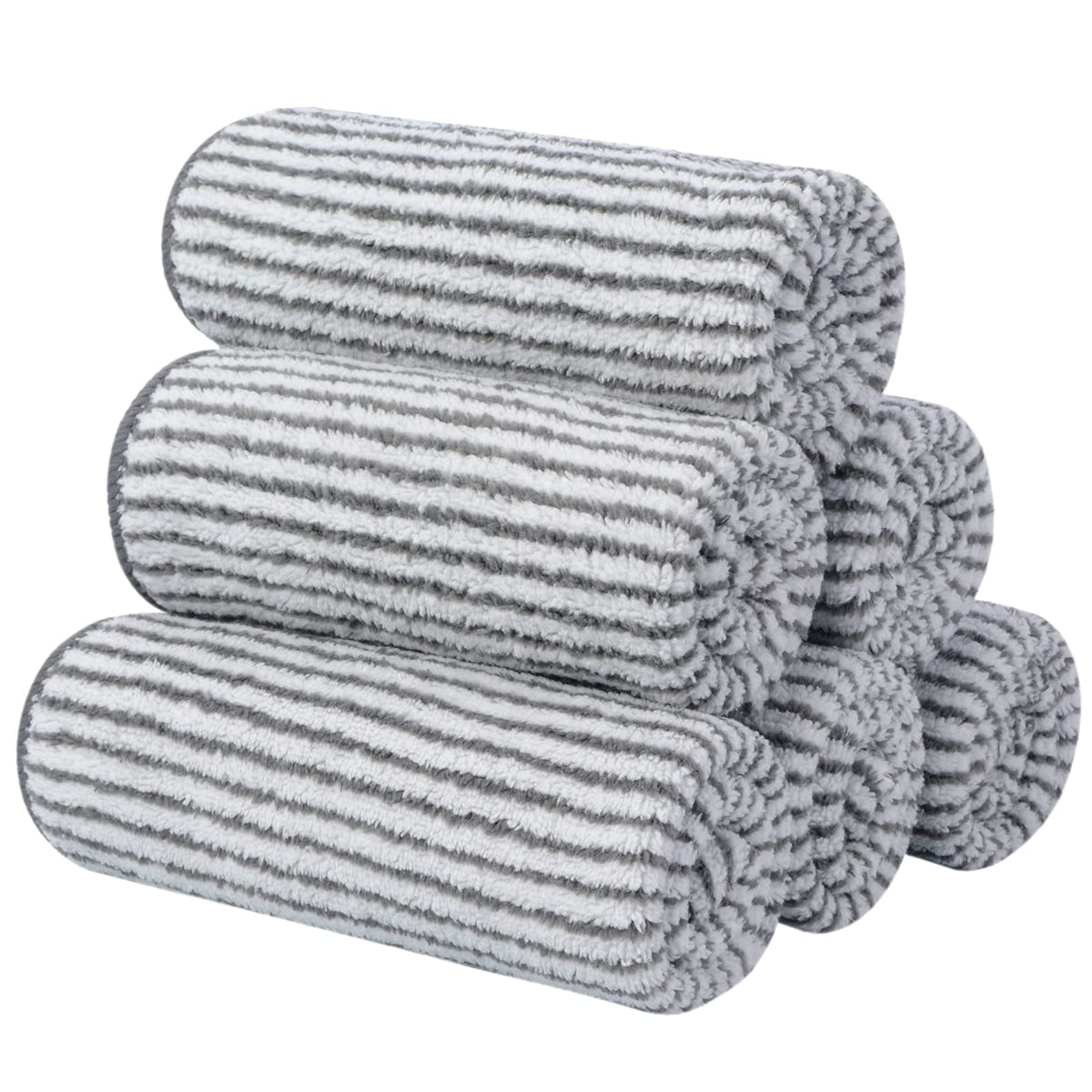 Sinland Microfiber Face Towels Ultra Soft Facial Washcloths Face Cloth For Bath 12Inch X 12Inch 6 Pack Stripe