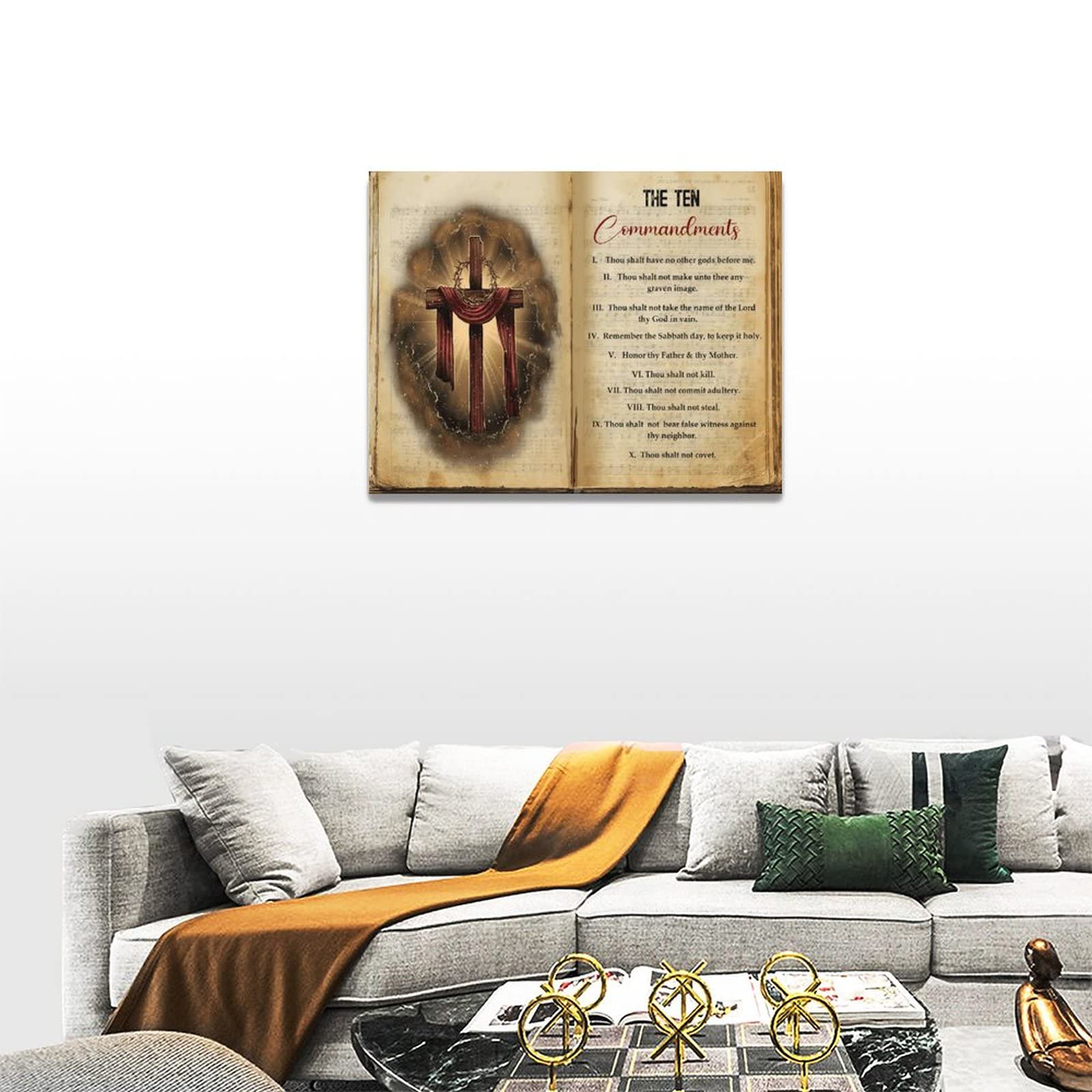 The Ten Commandments Cross Decor Wall Art 10 Commandments Bible Verse Christian Religion Scripture Pictures Wall Decor Canvas Pa