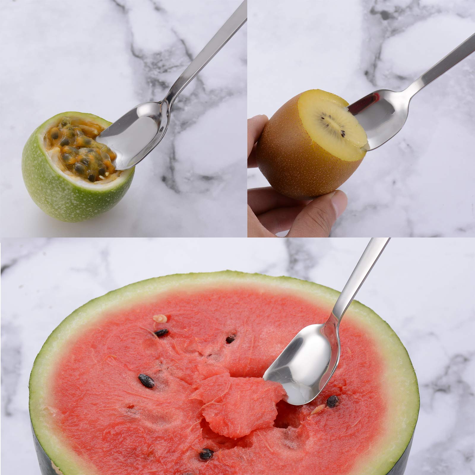 Gogeili Yogurt Spoon, Stainless Steel Gelato/Ice Cream Spoon, Fruit Spoon, Dessert Spoon, 6.4-Inch, Set Of 6