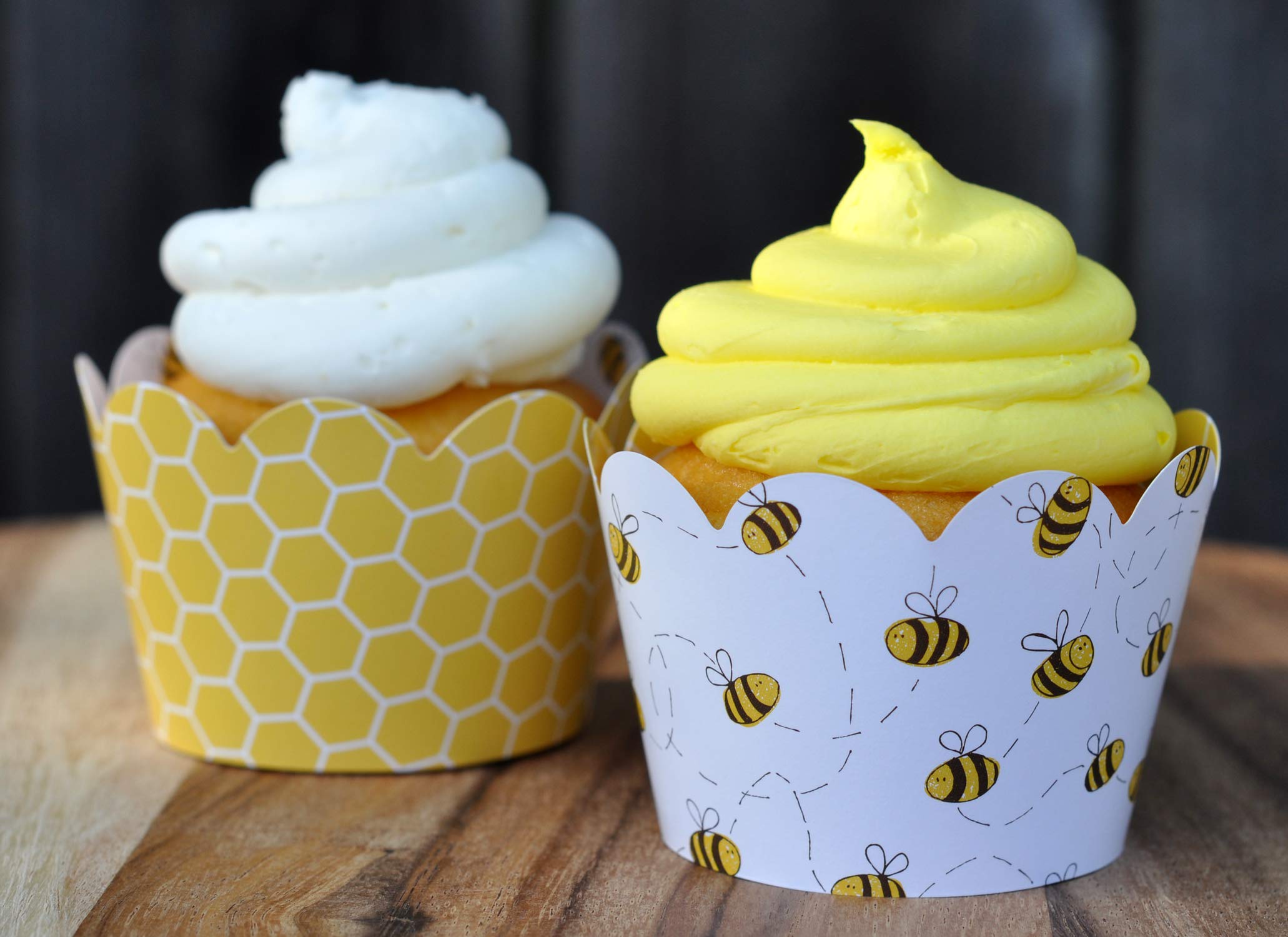 Honey Bee Cupcake Wrappers For Gender Reveal, Birthday Parties, Bridal Showers, Baby Showers, Or Backyard Summer Gatherings. Set