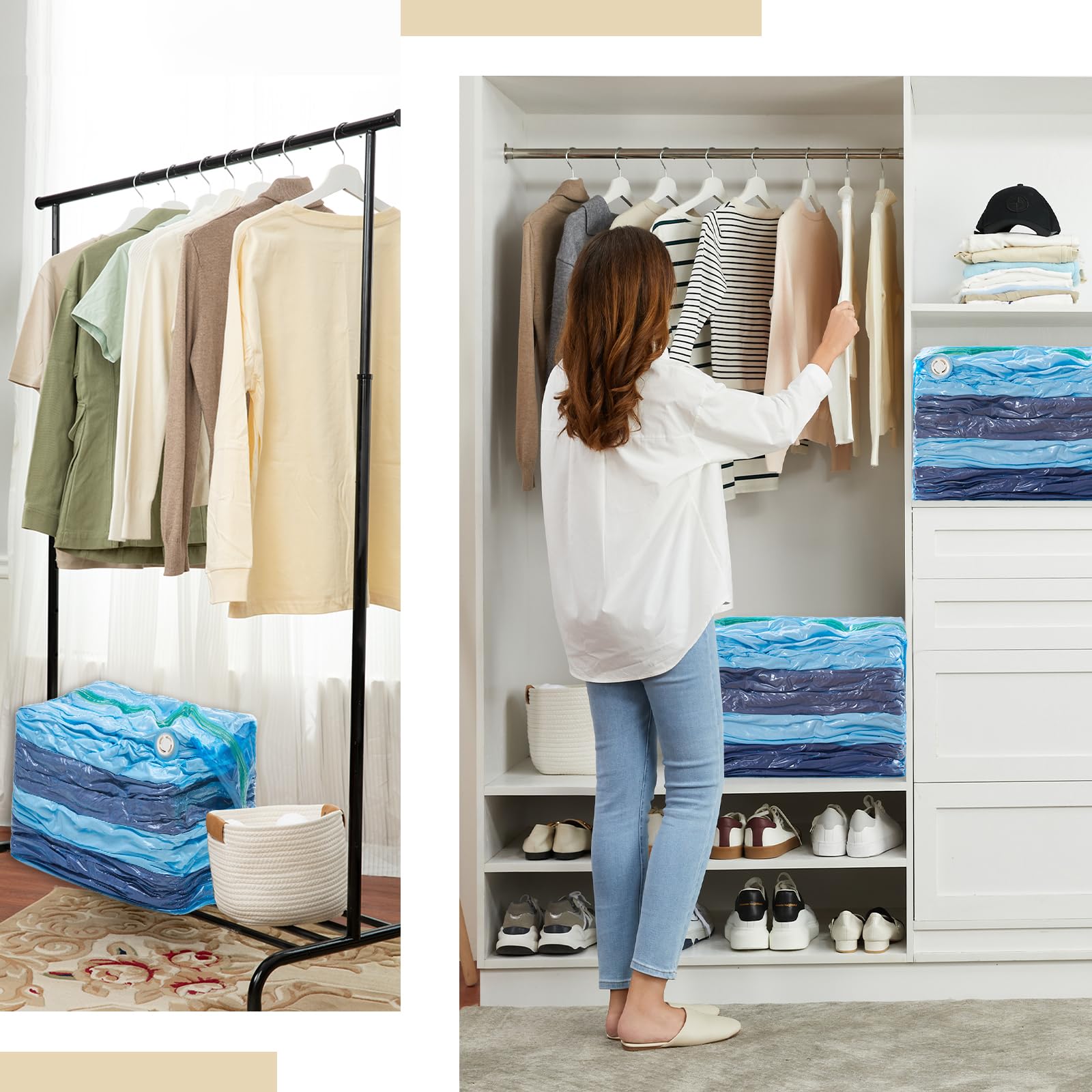 TAILI 8 Pack Vacuum Storage Bags, Jumbo Cube (31x40x15 Inch), Extra Large Vacuum Seal Bags for Clothing, Comforters, Blankets, B