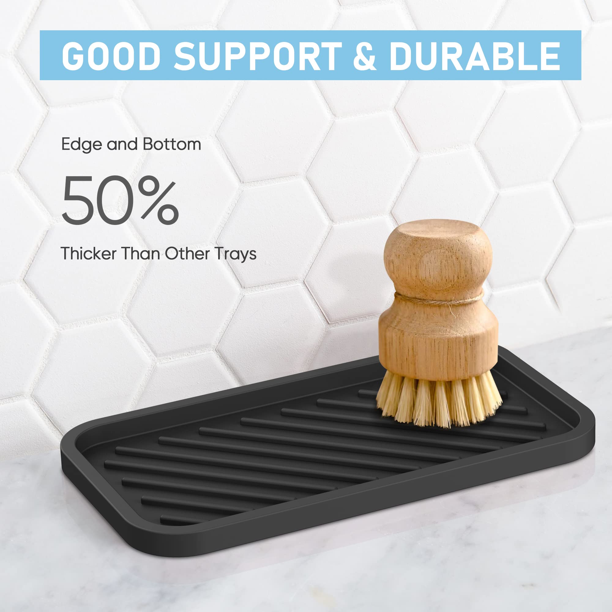 Eg-Sipro Silicone Sponge Holder,Large 10'' Kitchen Sink Organizer Tray Kitchen Soap Tray Soap Sponge Holder For Bathroom Counter