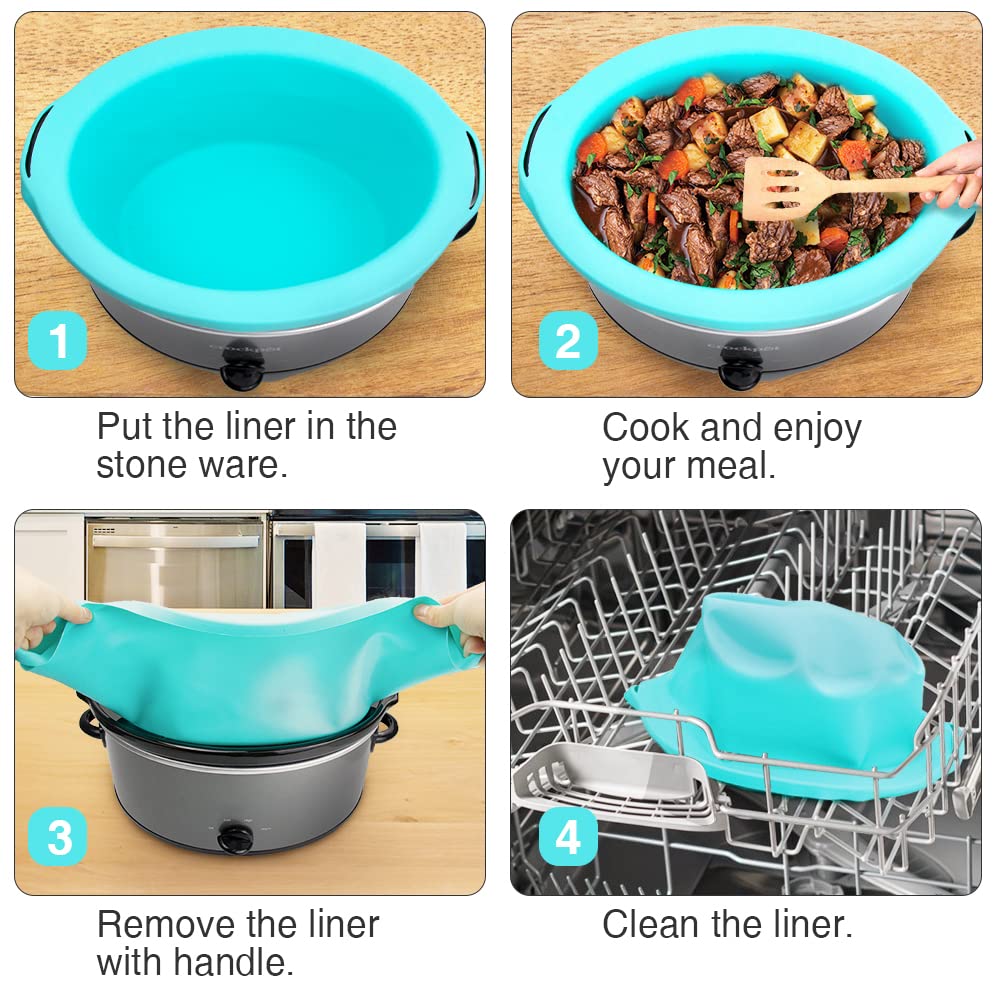 Chefaid Slow Cooker Liners, 100% Silicone Reusable Crock Pot Insert Accessories For 6-8 Oval Or Round Quart Slow Cookers, Food S