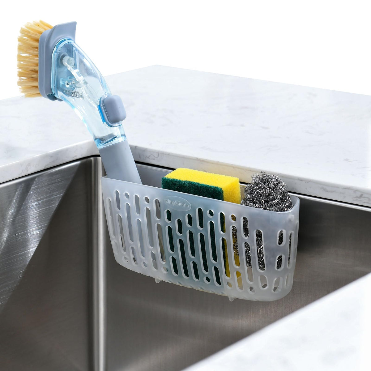 Simpletome Sink Caddy Basket, Sinkware Organizer, 3X Strong Suction Cups Or Countertop, Transparent