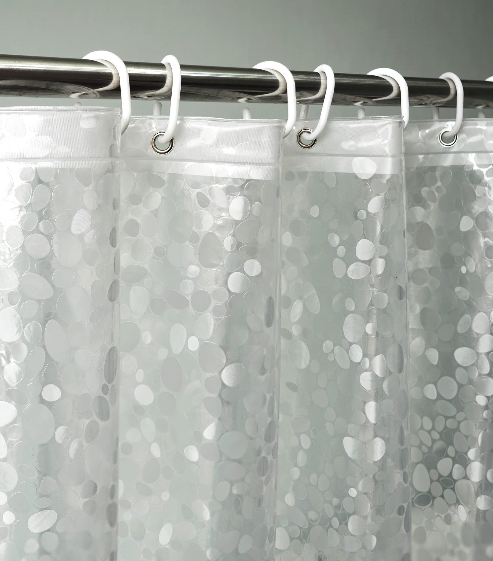 AooHome Eva Pebble Decor Shower Curtain Liner  Extra Long Bathroom Curtain with 3 Bottom Magnets  Semi-Transparent  Waterproof  72 x 96 Inch