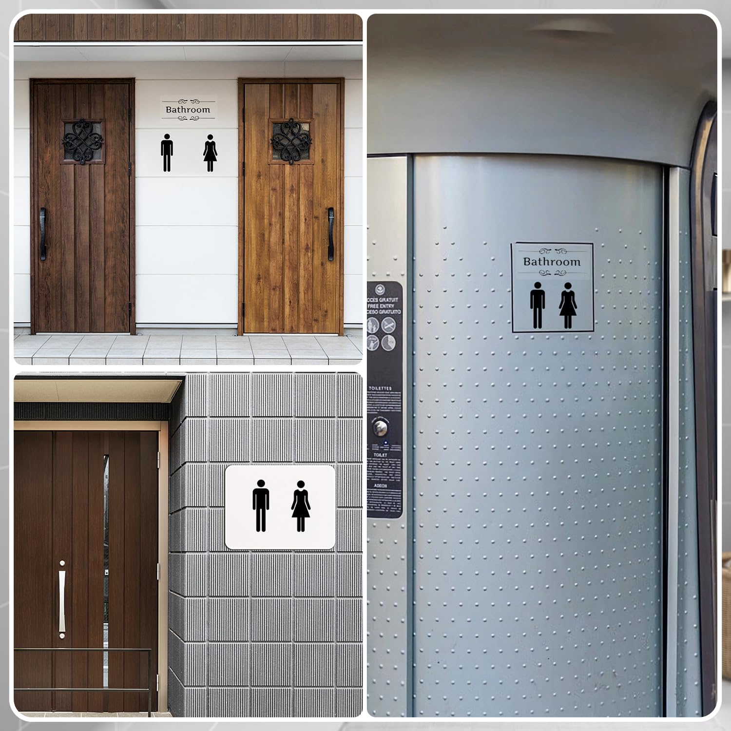 Bathroom Stickers For Door, Acrylic Adhesive Men And Women Bathroom Signs With Bathroom Word Stickers For Home Decor